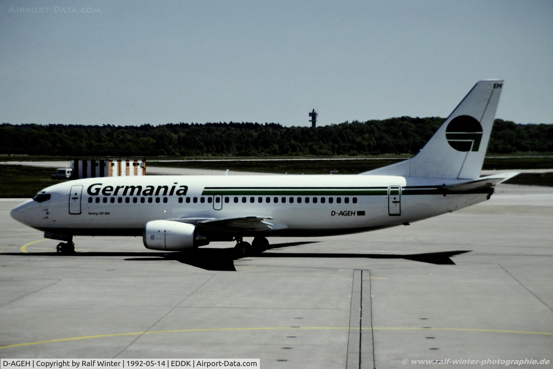 D-AGEH, 1987 Boeing 737-3L9 C/N 23717, Boeing 737-3L9 - Germania - 23717 - D-AGEH - 14.05.1992 - CGN