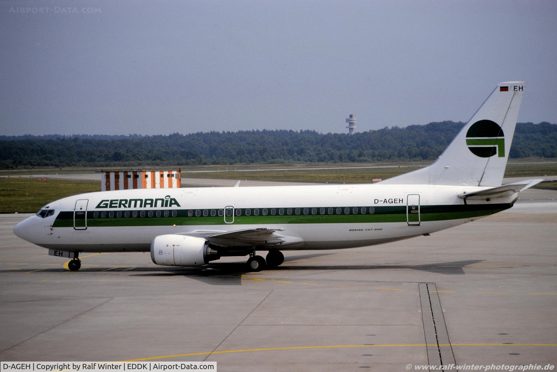 D-AGEH, 1987 Boeing 737-3L9 C/N 23717, Boeing 737-369 - Germania - 23717 - D-AGEH - 1991 - CGN