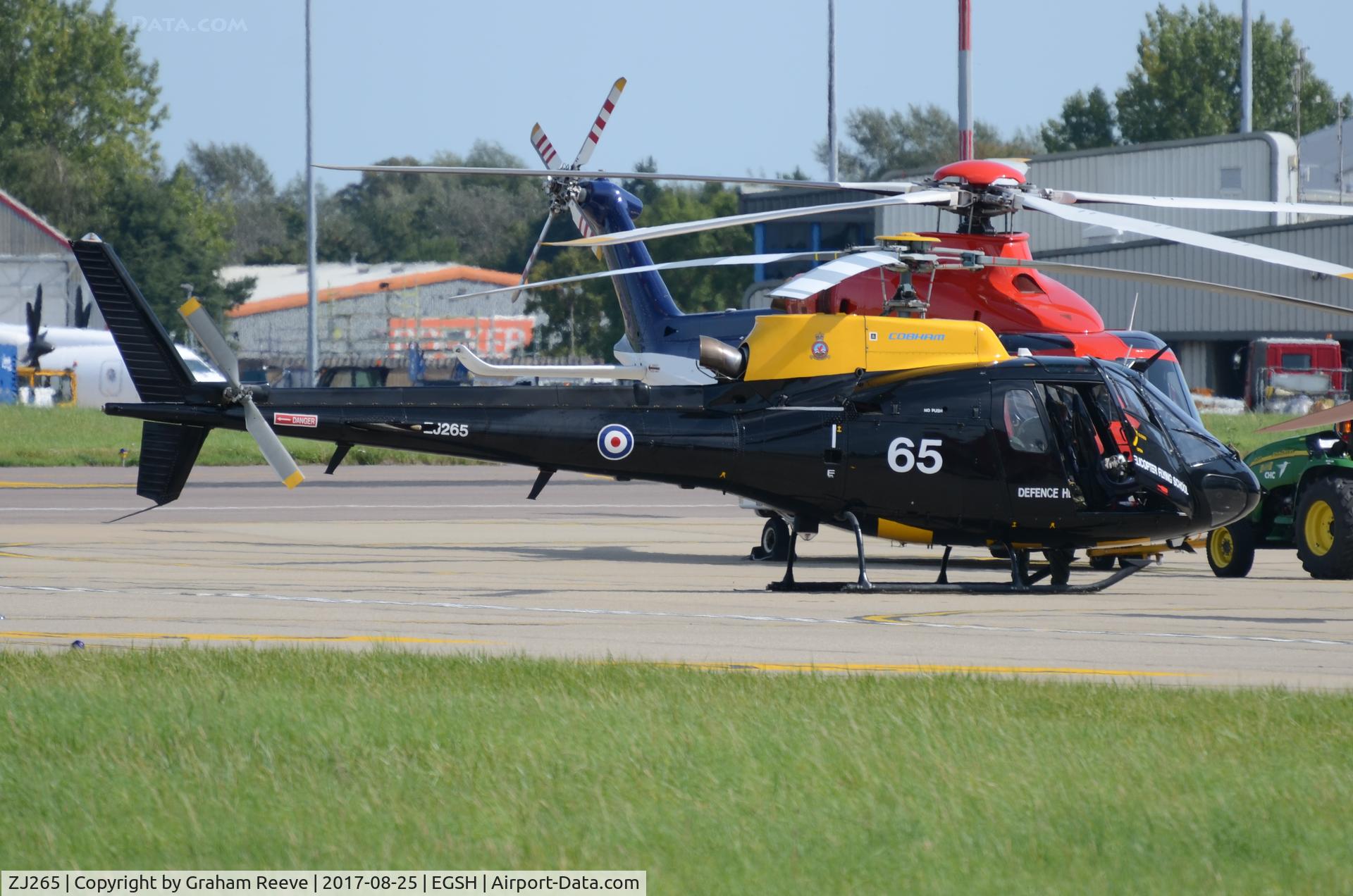 ZJ265, 1997 Eurocopter AS-350BB Squirrel HT1 Ecureuil C/N 2995, On the ground at Norwich.