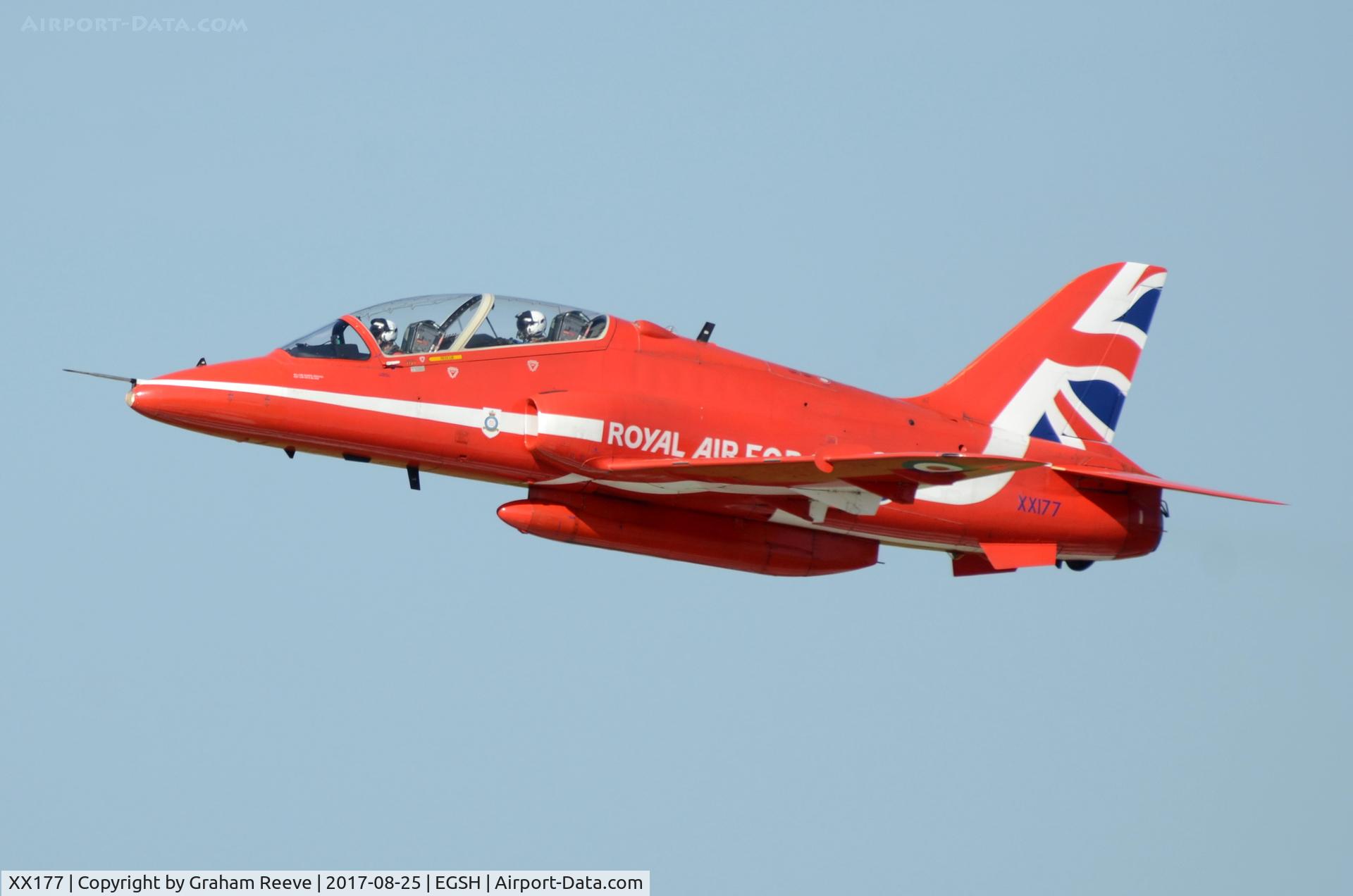XX177, 1977 Hawker Siddeley Hawk T.1 C/N 024/312024, Departing from Norwich.