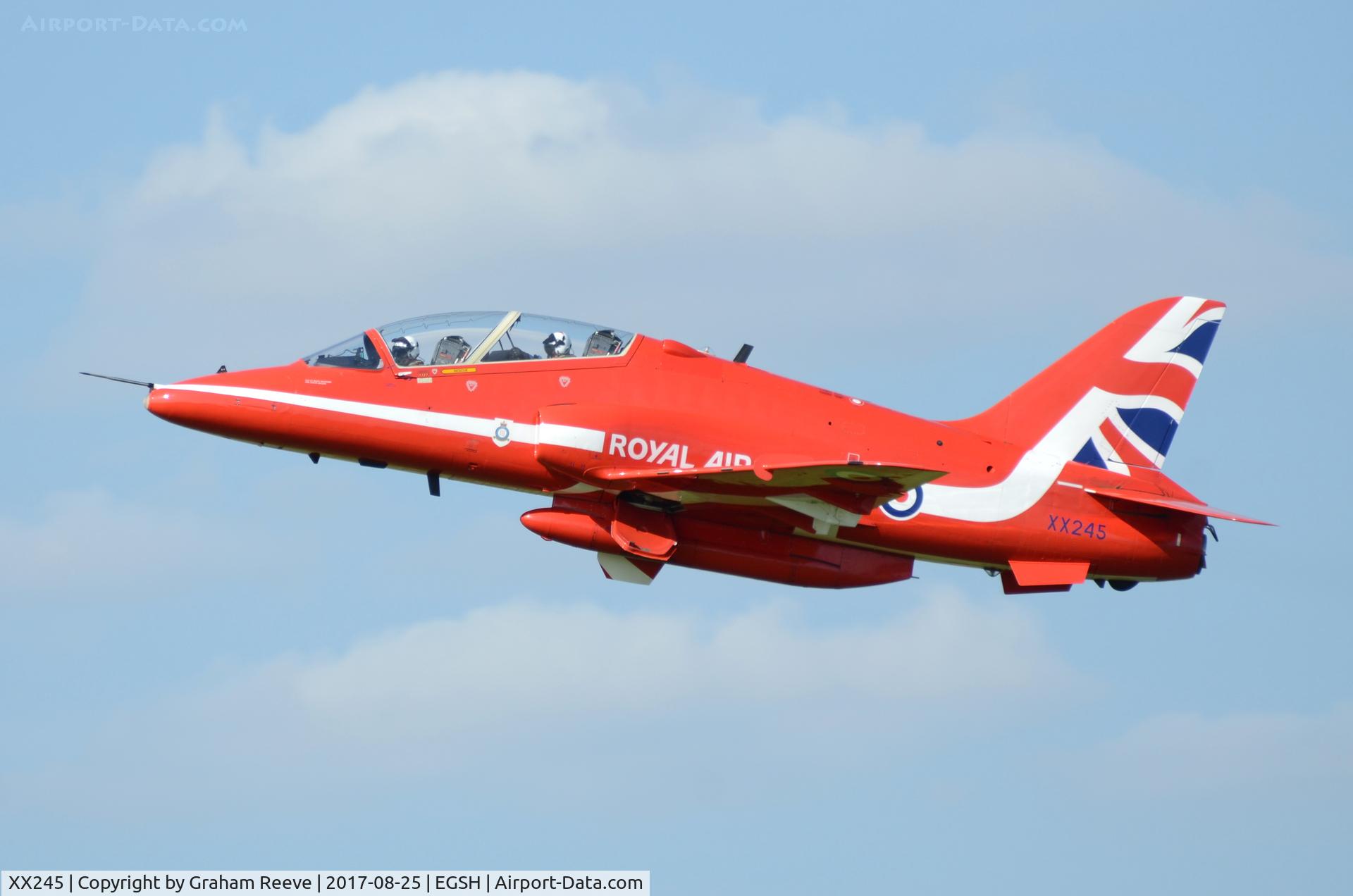 XX245, 1978 Hawker Siddeley Hawk T.1 C/N 081/312081, Departing from Norwich.