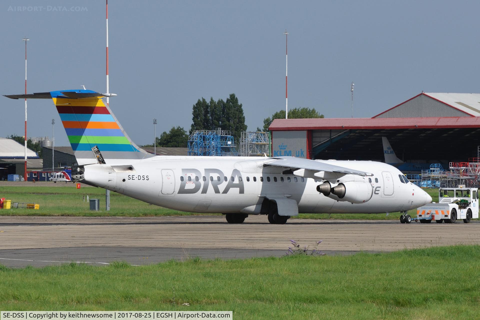 SE-DSS, 1994 British Aerospace Avro 146-RJ100 C/N E3245, Returning from engine runs.