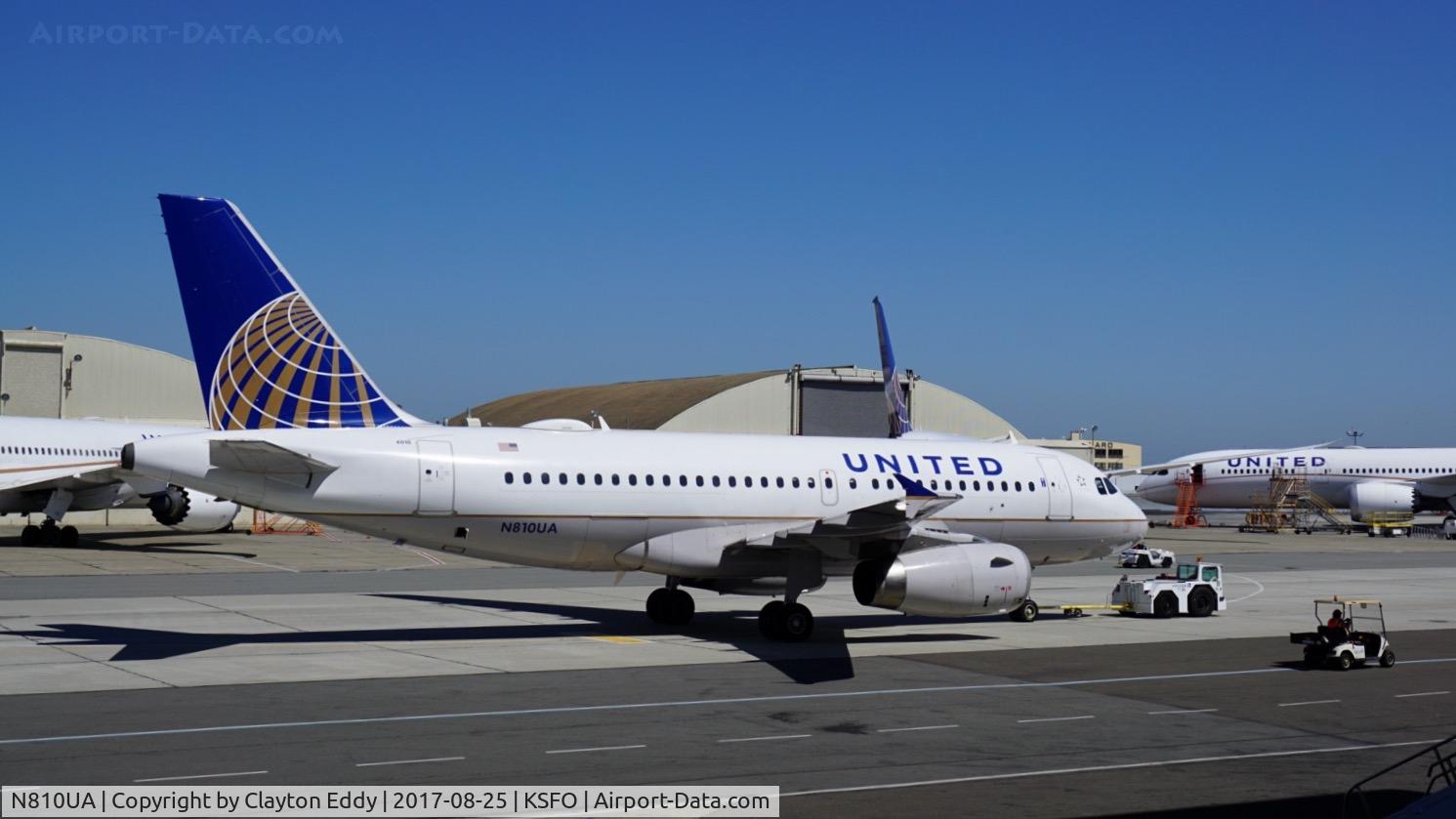 N810UA, 1998 Airbus A319-131 C/N 843, SFO 2017.
