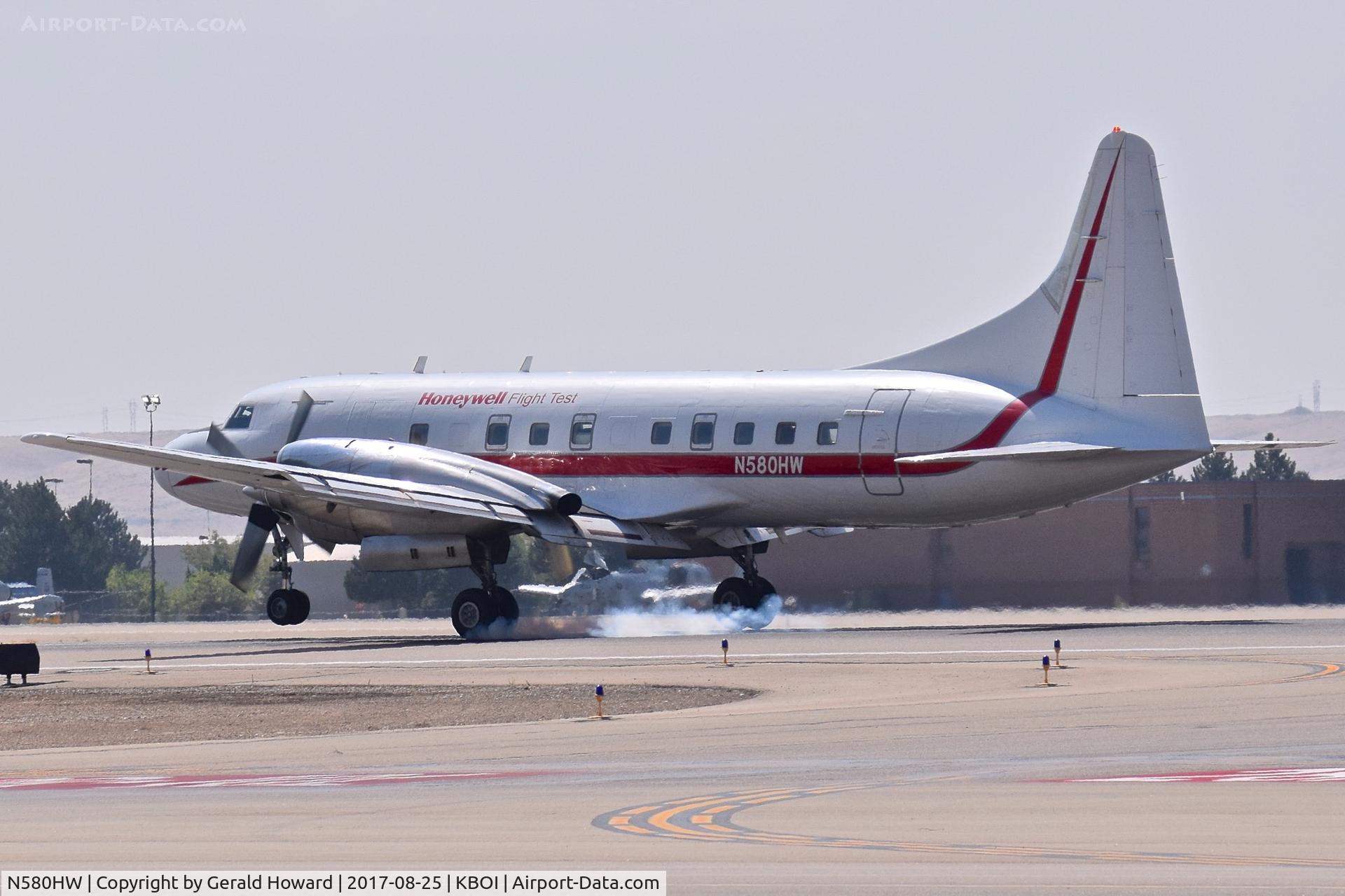 N580HW, 1952 Convair CV-340-31 (CV-580) C/N 2, Landing RWY 10L.