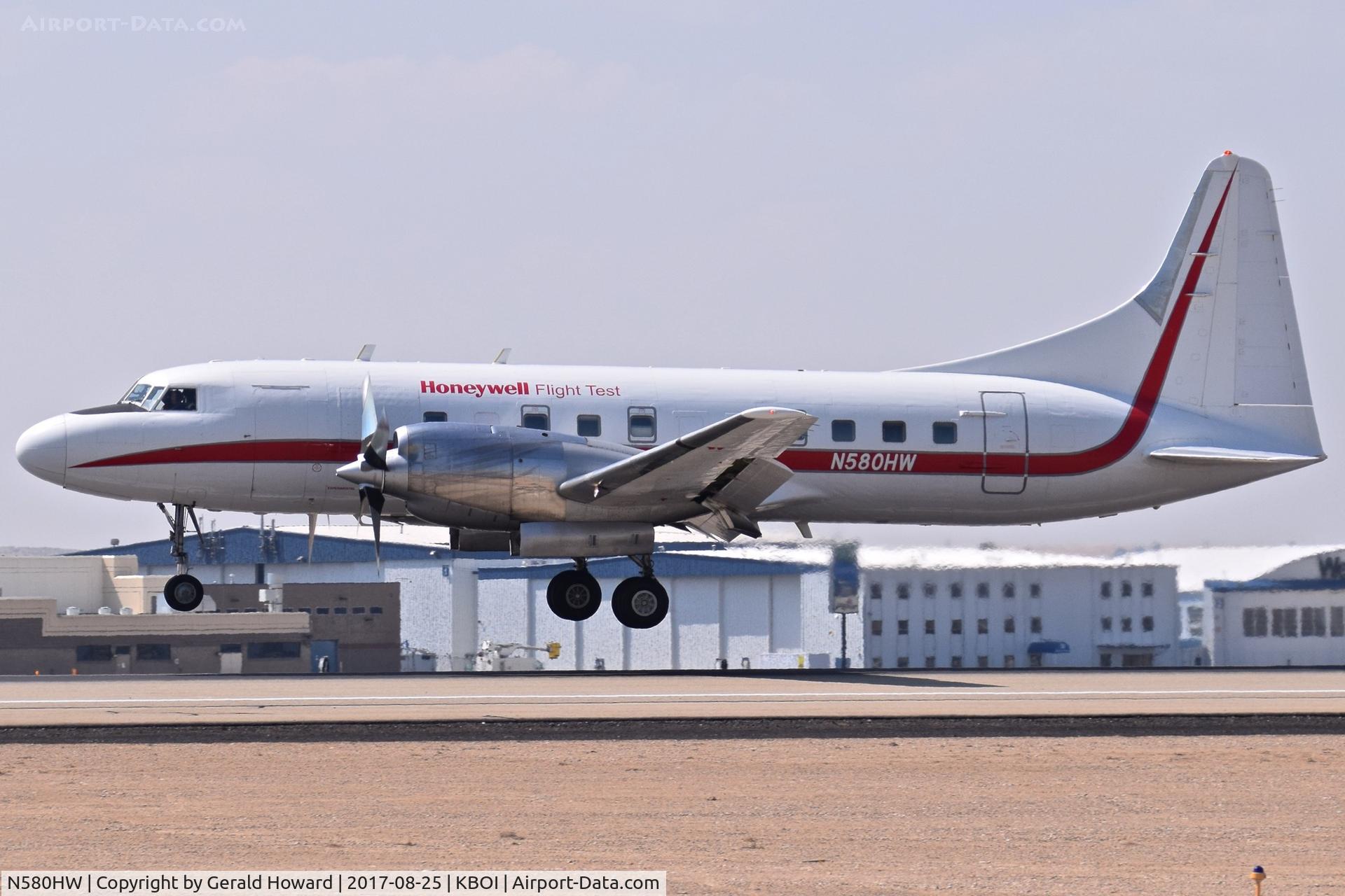 N580HW, 1952 Convair CV-340-31 (CV-580) C/N 2, Landing RWY 10L.