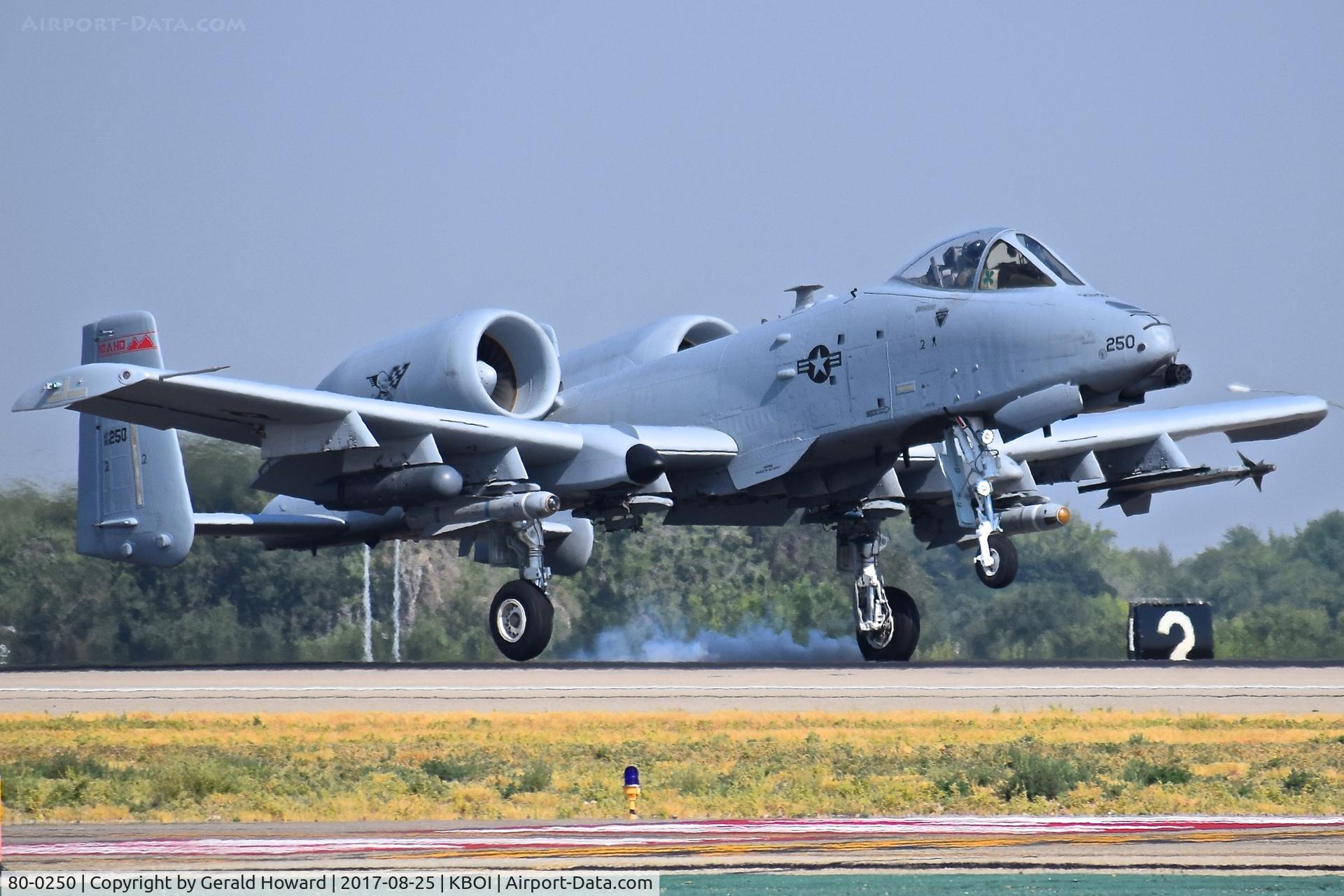 80-0250, 1980 Fairchild Republic A-10C Thunderbolt II C/N A10-0600, Landing RWY 10R. 190th Fighter Sq., Idaho ANG.