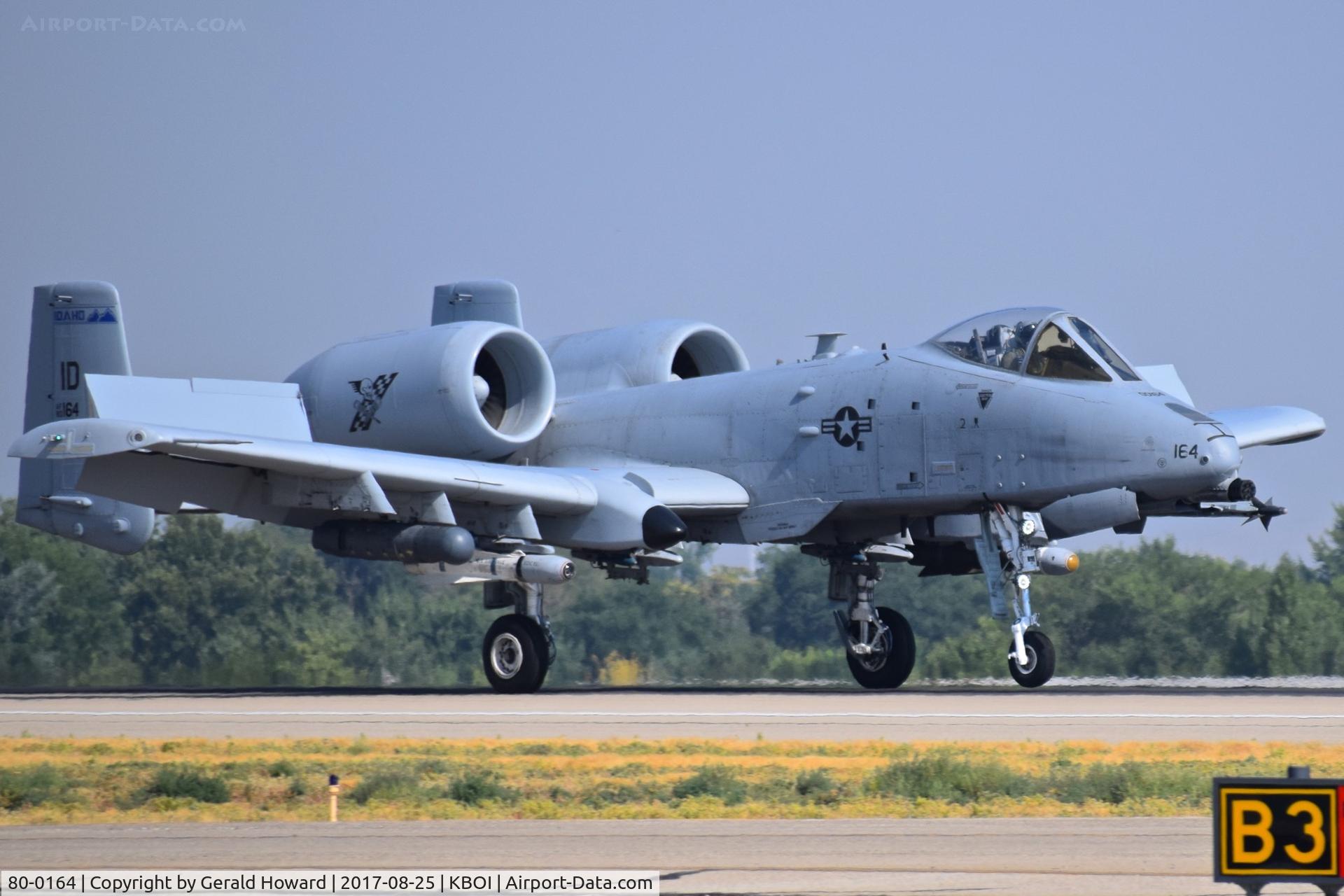80-0164, 1980 Fairchild Republic OA-10A Thunderbolt II C/N A10-0515, Landing RWY 10R. 190th Fighter Sq., Idaho ANG.