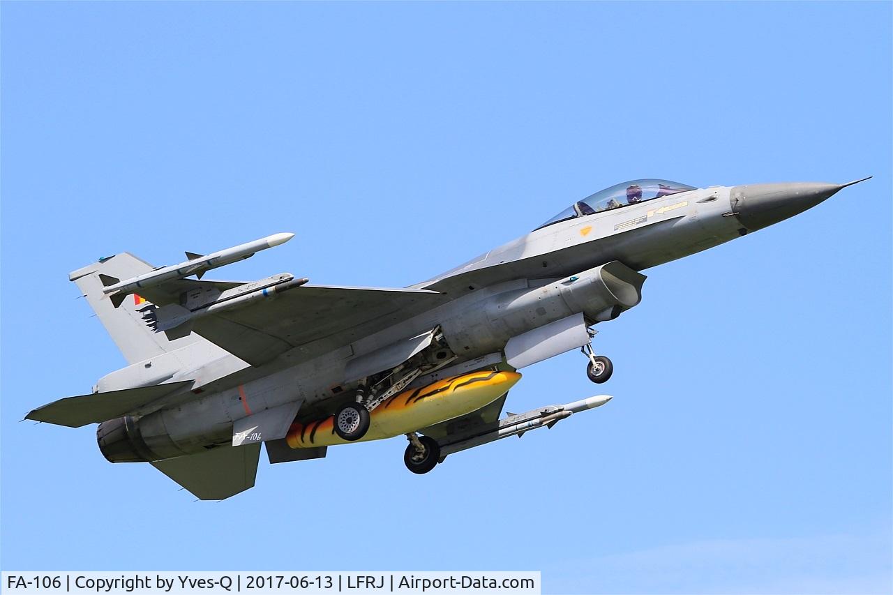 FA-106, SABCA F-16AM Fighting Falcon C/N 6H-106, SABCA F-16AM Fighting Falcon, Short approach rwy 08, Landivisiau Naval Air Base (LFRJ) Tiger Meet 2017