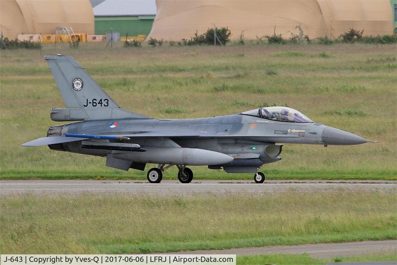 J-643, 1980 Fokker F-16AM Fighting Falcon C/N 6D-75, Fokker F-16AM Fighting Falcon, Taxiing rwy 26, Landivisiau Naval Air Base (LFRJ) Tiger Meet 2017