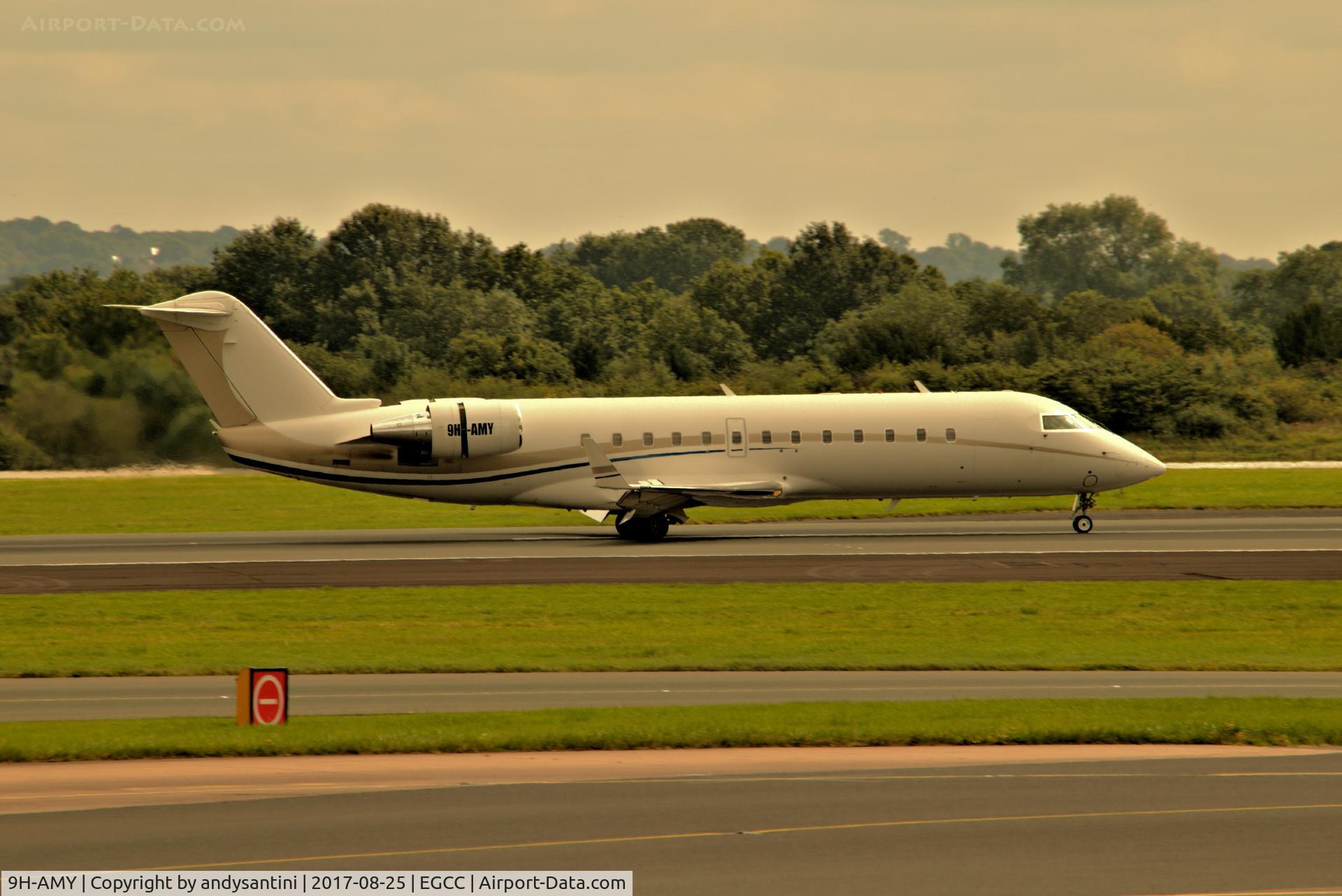 9H-AMY, 2007 Bombardier Challenger 850 (CL-600-2B19) C/N 8043, just landed on runway 23R