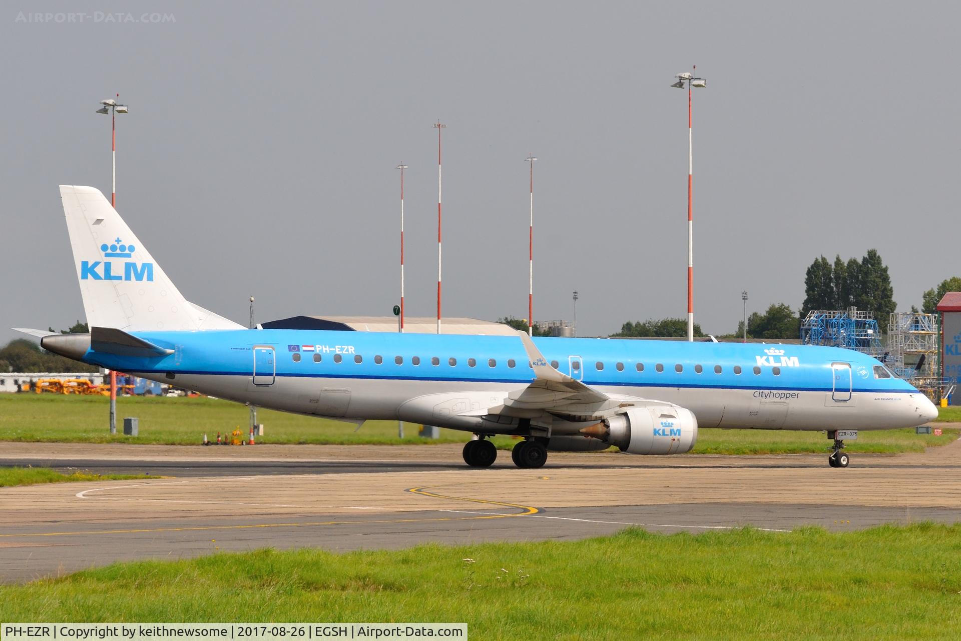 PH-EZR, 2010 Embraer 190LR (ERJ-190-100LR) C/N 19000375, Arriving at Norwich for maintenance.