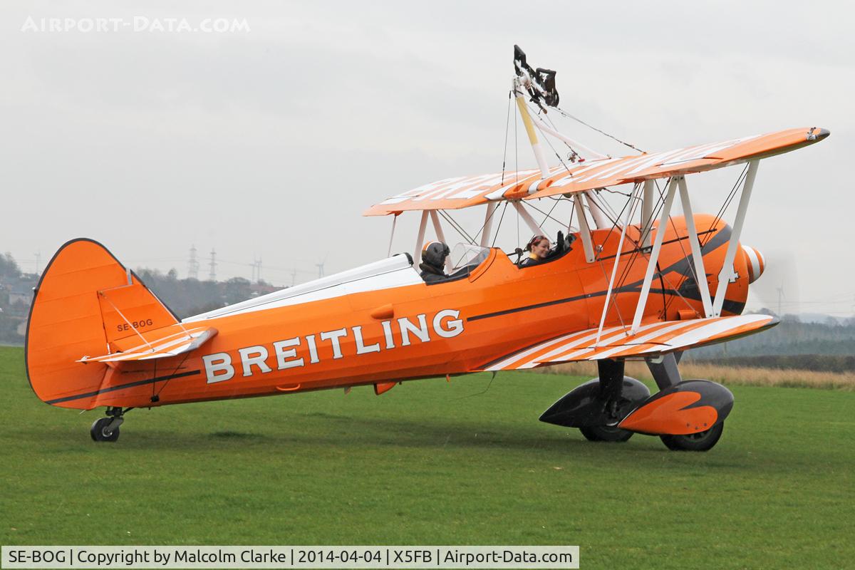 SE-BOG, 1942 Boeing N2S-3 Kaydet (B75N1) C/N 75-7128, Boeing B.75N-1 Stearman at Fishburn Airfield, UK. April 4th 2014.