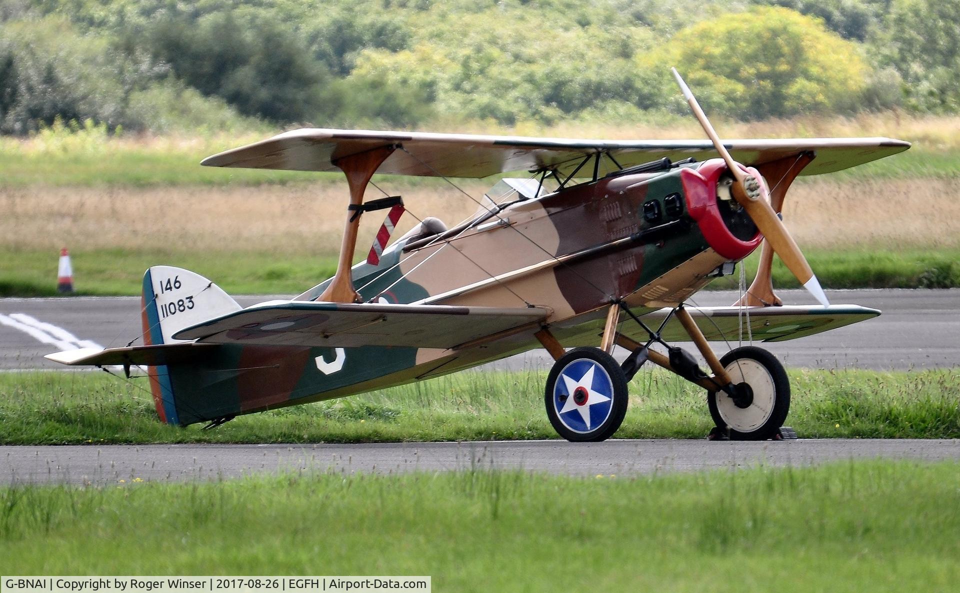 G-BNAI, 1986 Wolf W-11 Boredom Fighter C/N PFA 146-11083, Visiting W-11 biplane coded 5 in the camouflage and markings of a WWI US Army Air Service 94th Aero (Pursuit) Squadron aircraft.
