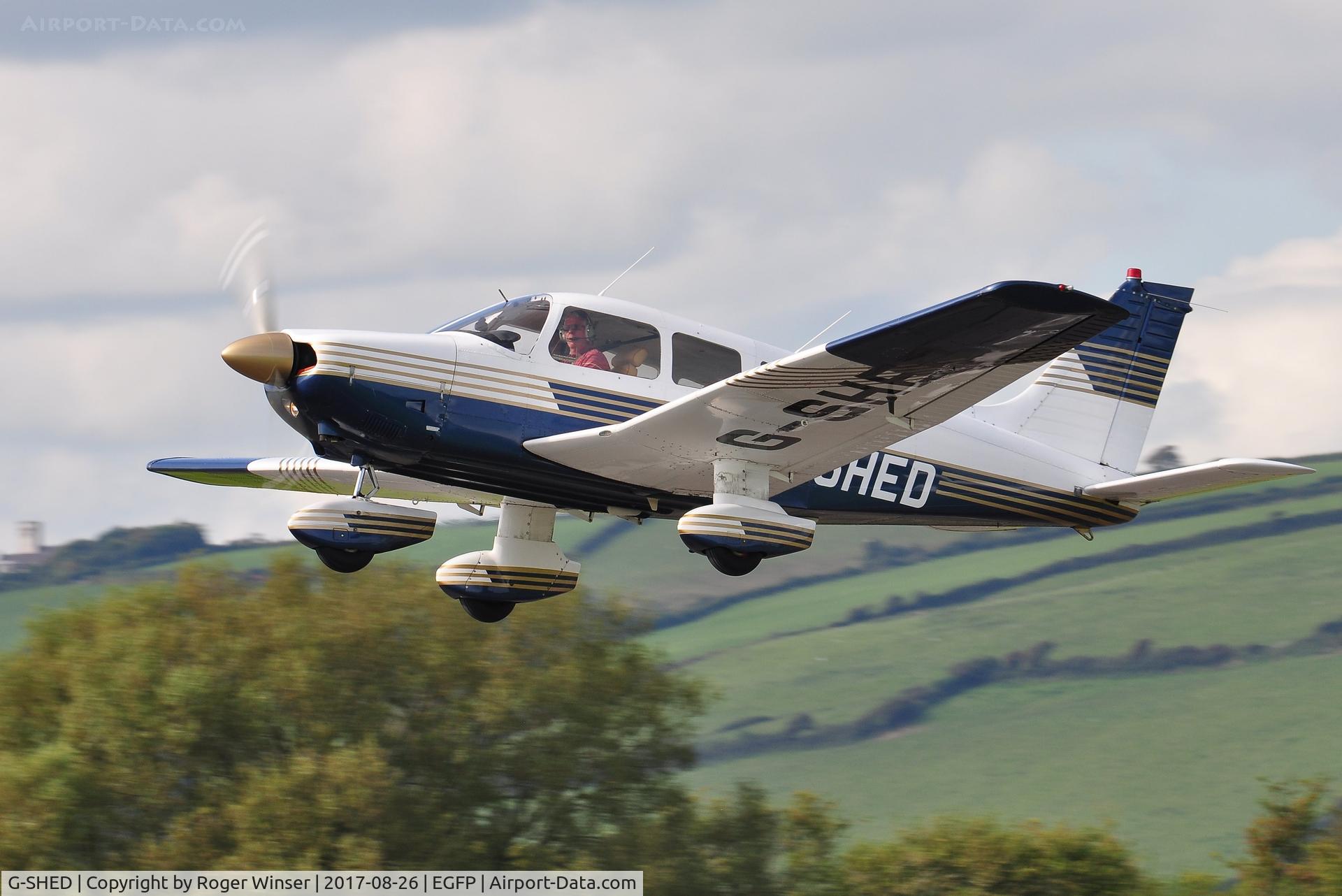 G-SHED, 1978 Piper PA-28-181 Cherokee Archer II C/N 28-7890068, Visiting Archer II departing Runway 22.