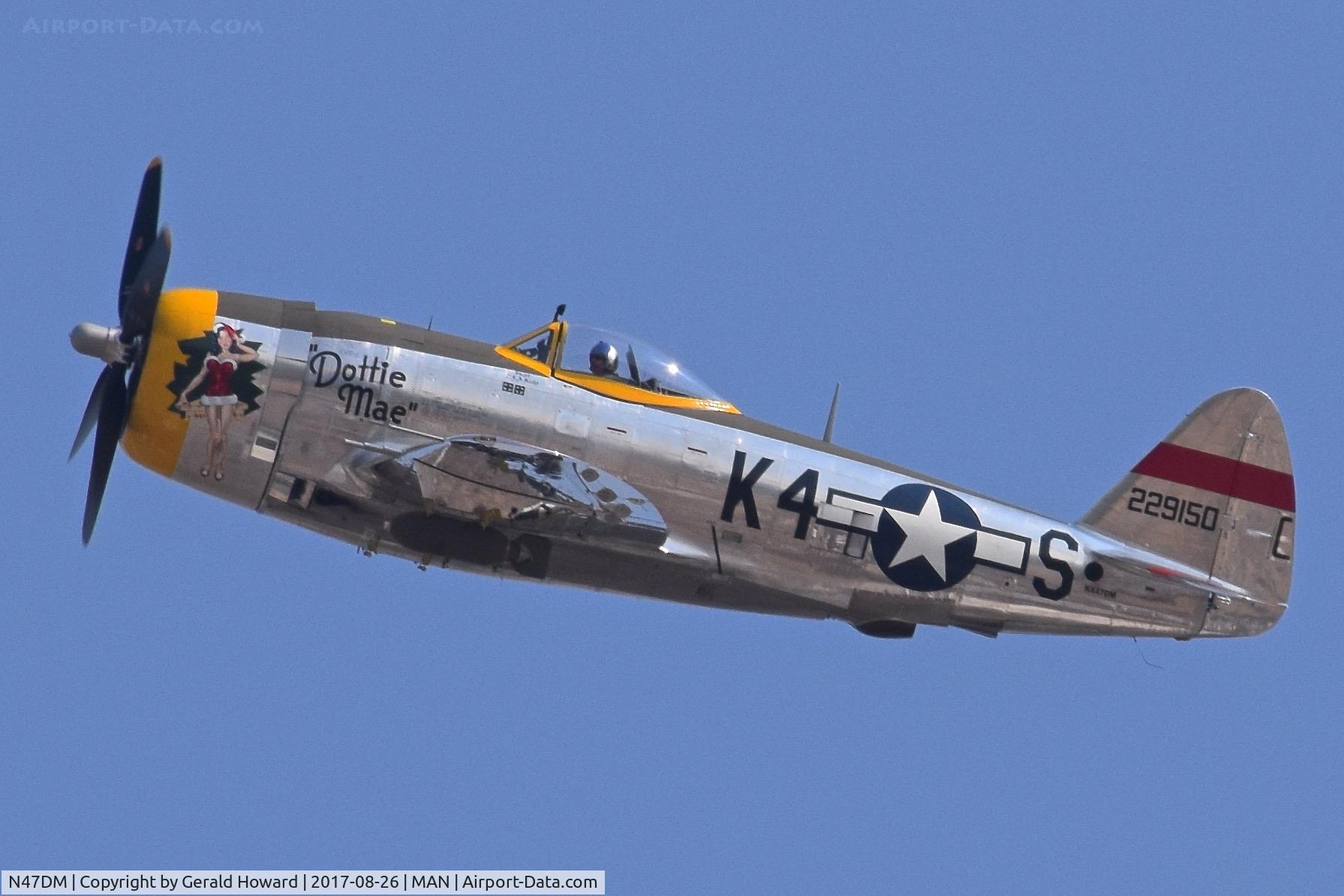 N47DM, 1942 Republic P-47D Thunderbolt C/N 42-29150, Fly by over airport.  P-47D Thunderbolt.