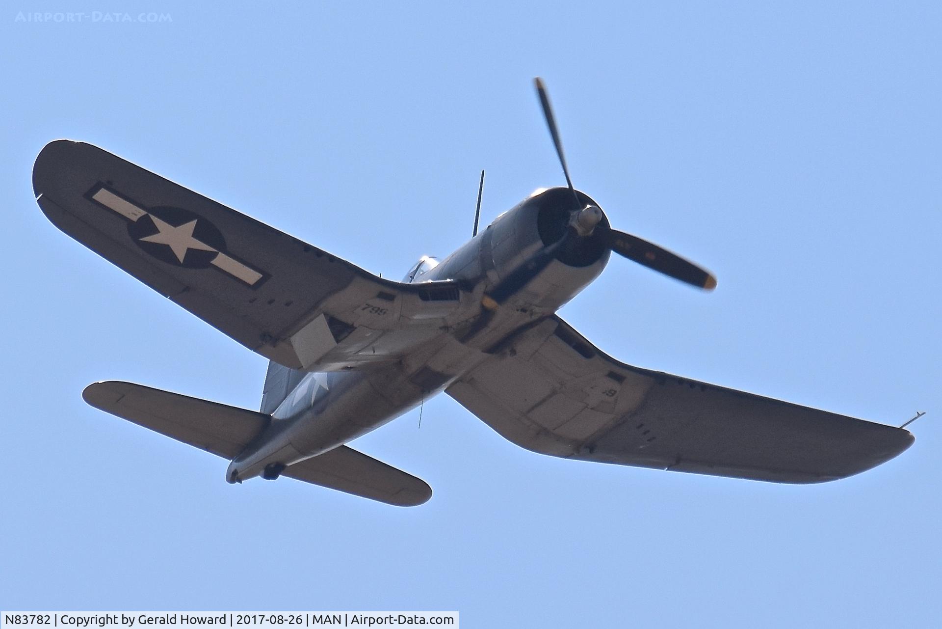 N83782, 1942 Vought F4U-1 Corsair C/N 3884 (Bu 17799), Starting turn to down wind for RWY 29.