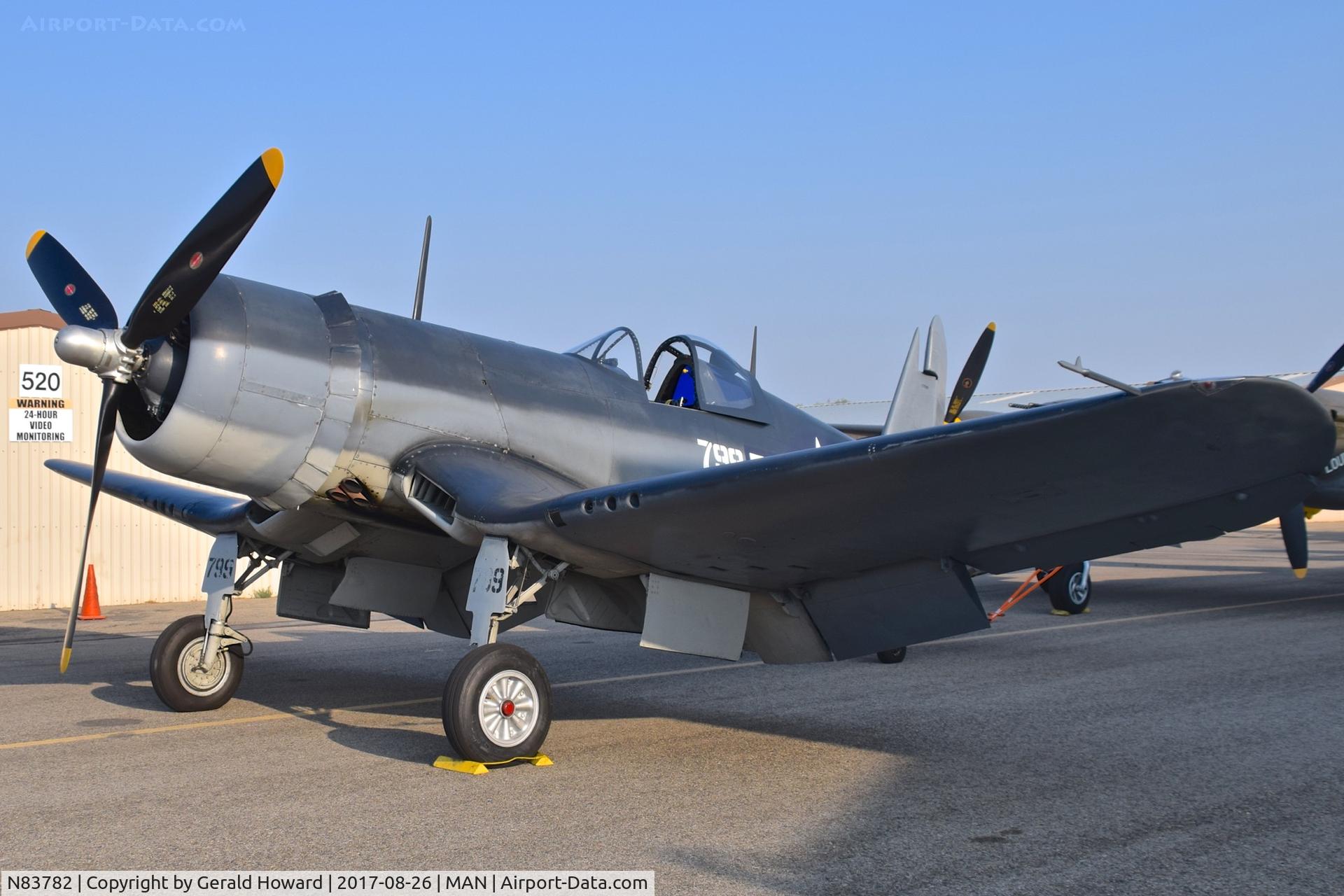 N83782, 1942 Vought F4U-1 Corsair C/N 3884 (Bu 17799), Parked on the ramp.