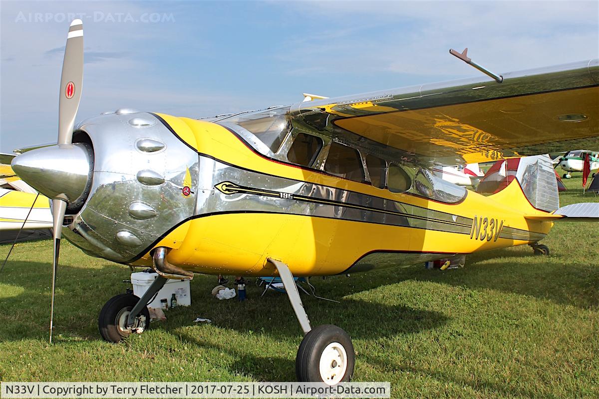 N33V, 1948 Cessna 195 C/N 7240, At 2017 EAA Airventure at Oshkosh