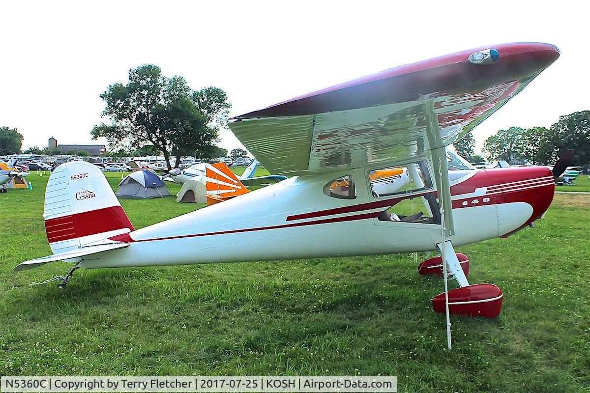 N5360C, Cessna 140A C/N 15491, At 2017 EAA Airventure at Oshkosh