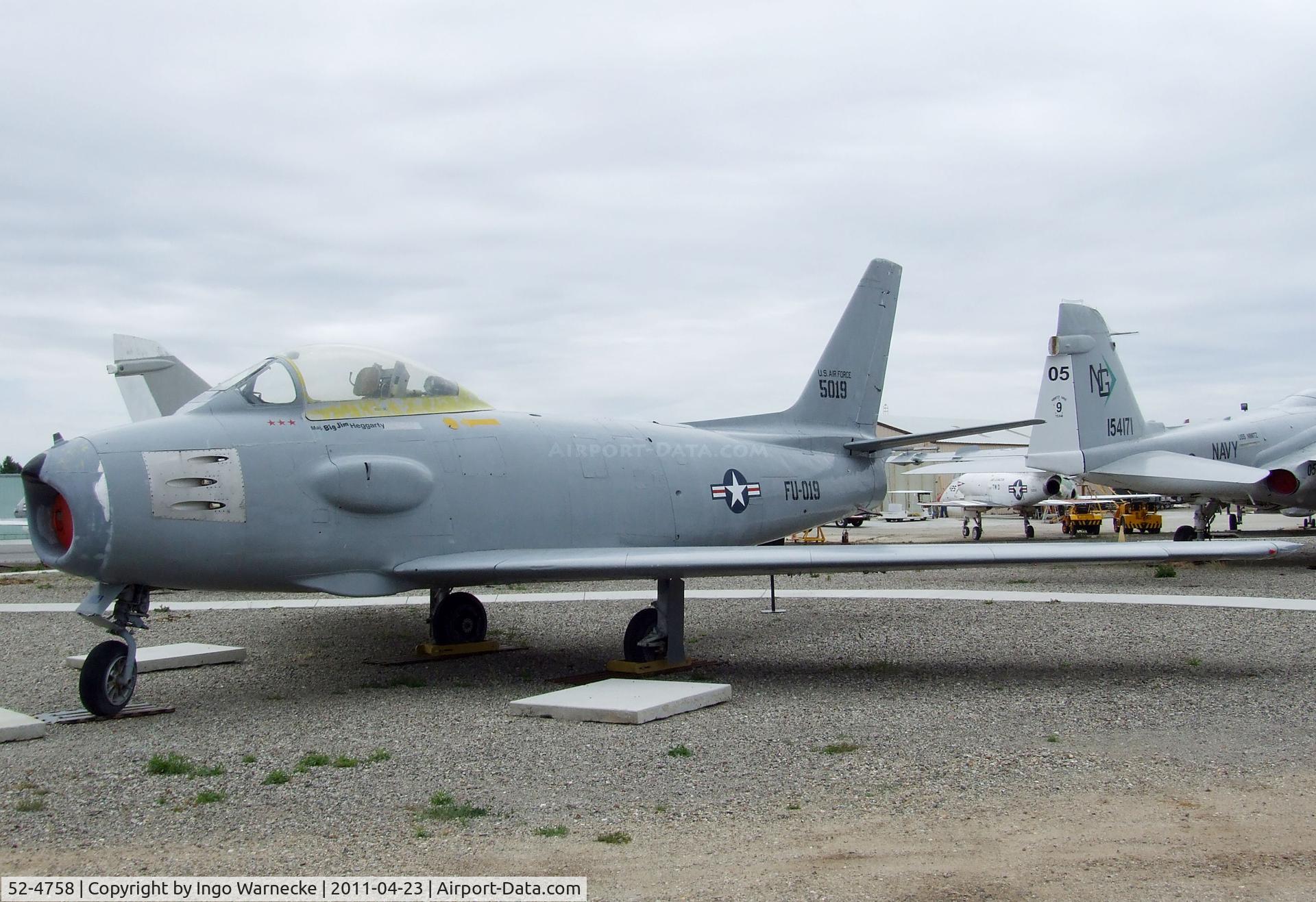 52-4758, North American RF-86F Sabre C/N 191-454, North American RF-86F Sabre at the Estrella Warbirds Museum, Paso Robles CA