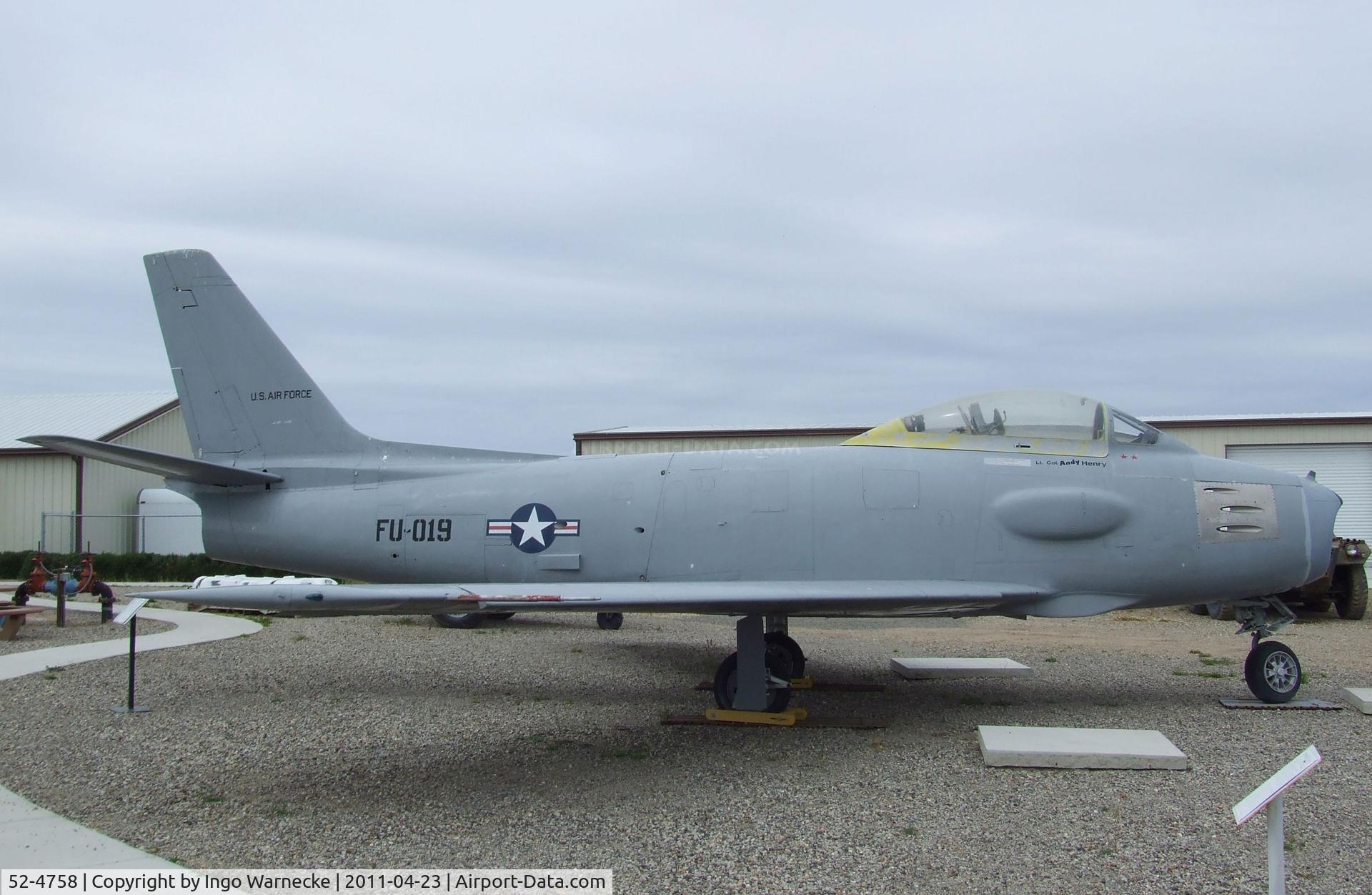 52-4758, North American RF-86F Sabre C/N 191-454, North American RF-86F Sabre at the Estrella Warbirds Museum, Paso Robles CA
