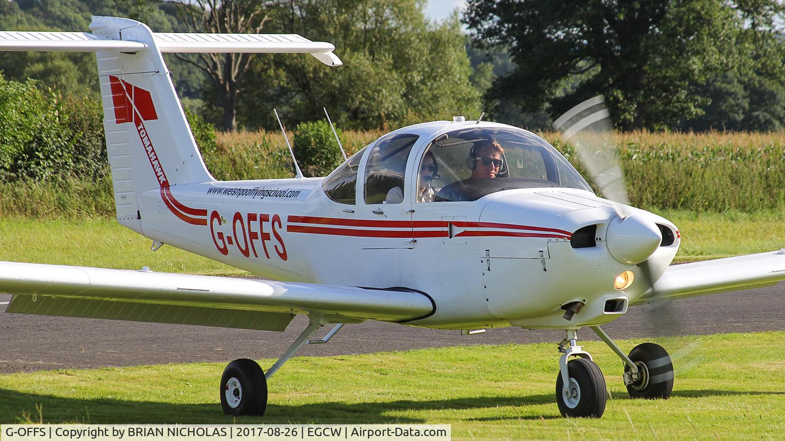 G-OFFS, 1978 Piper PA-38-112 Tomahawk Tomahawk C/N 38-78A0524, Welshpool Flyinf School returning after a training flight.
