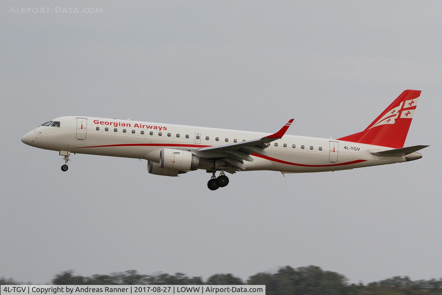 4L-TGV, 2007 Embraer 190AR (ERJ-190-100IGW) C/N 19000083, Georgian Airways ERJ-190