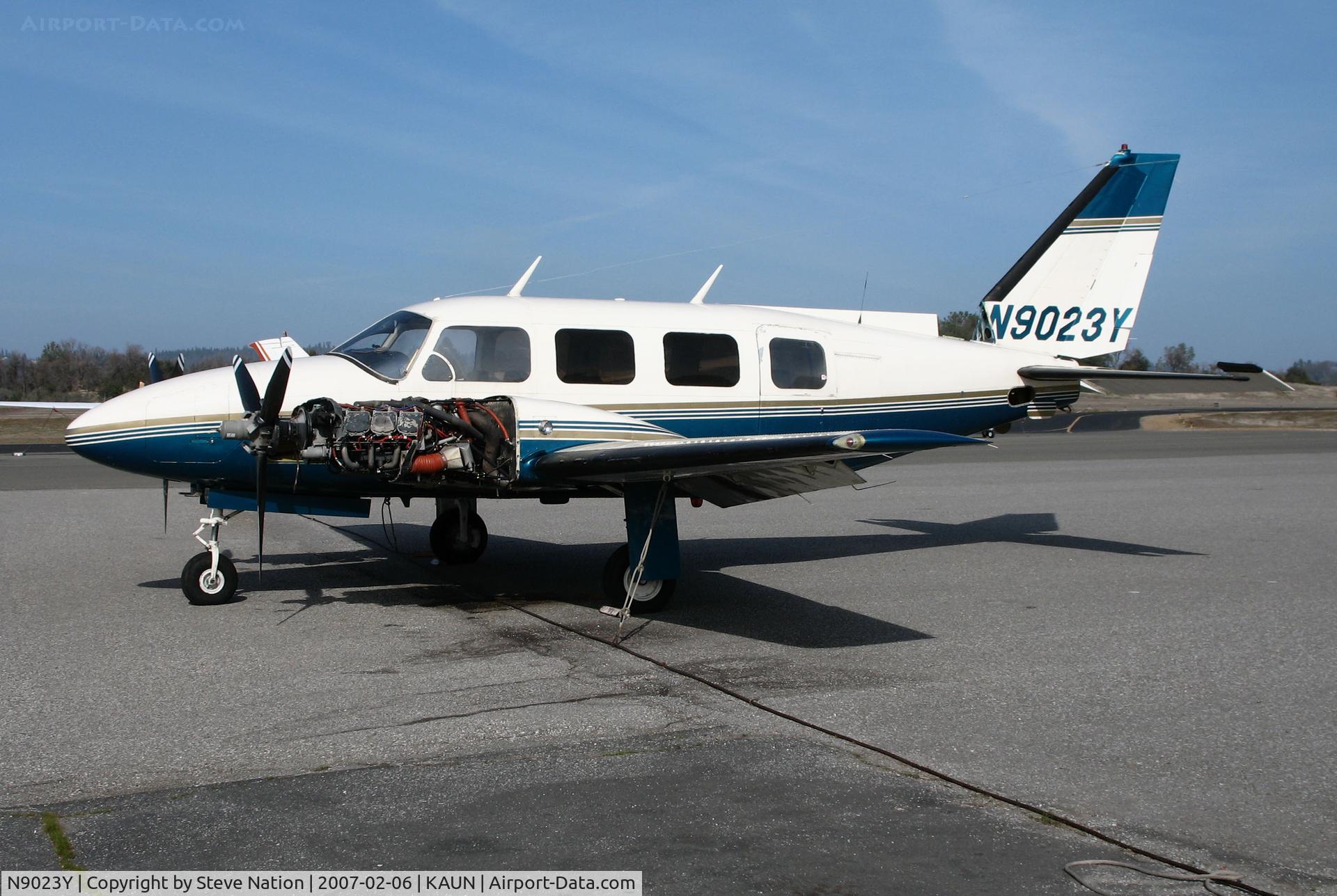 N9023Y, 1967 Piper PA-31-310 Navajo C/N 31-33, Locally-based 1967 Piper PA-31-310 Navajo with panels missing @ Auburn Municipal Airport, CA (to Sea Sky Airways, Wilmington, DE then to Flight Ops Inc., Miami, FL 2013.10.28 before being cancelled from USCAR 2014.09.19 as exported to Panama)