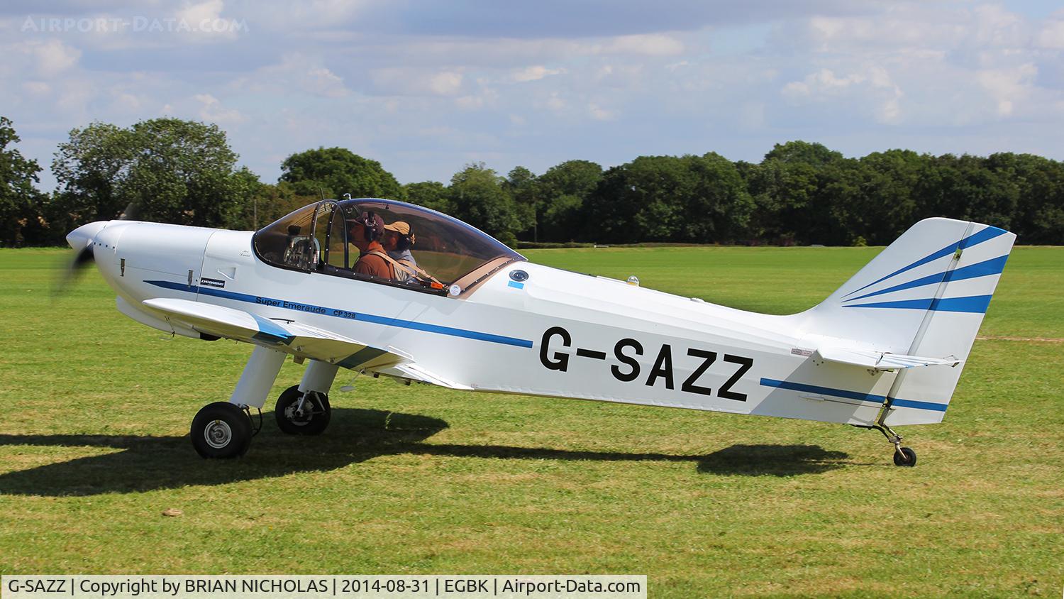 G-SAZZ, 2003 Piel CP-328 Super Emeraude C/N PFA 216-11940, LAA fly in. Sywell
