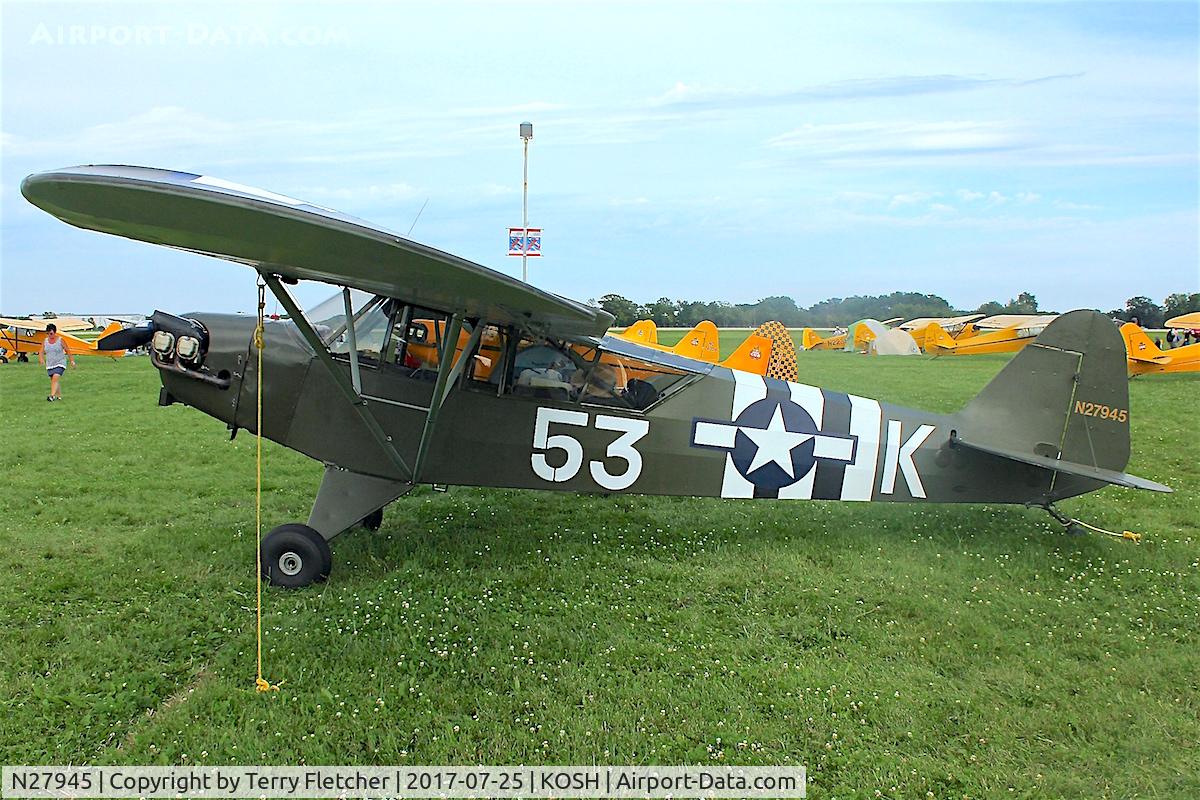 N27945, 1940 Piper J3C-65 Cub Cub C/N 4466, At 2017 AirVenture at Oshkosh