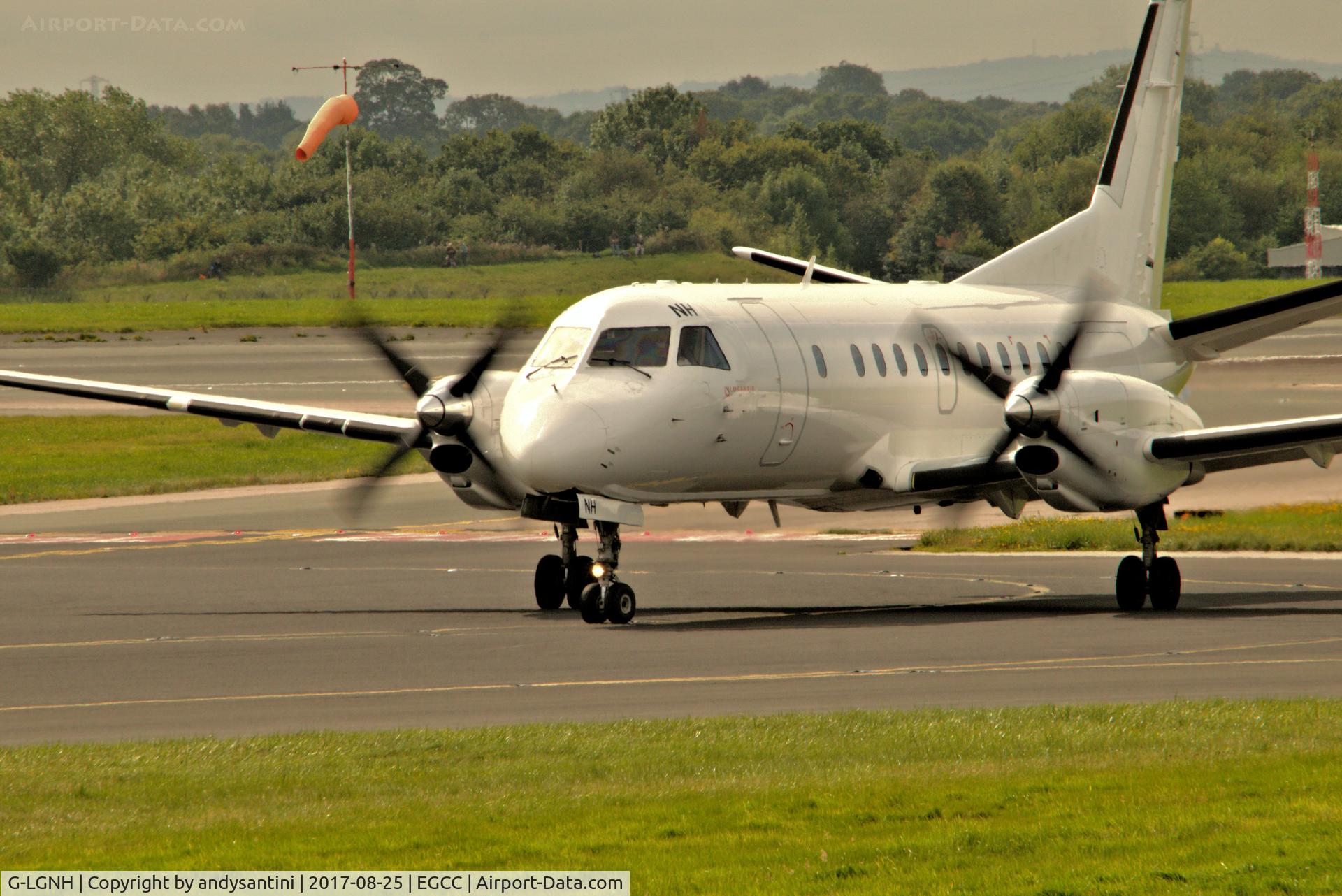G-LGNH, 1993 Saab SF340B C/N 340B-333, taxing in to its gate/stand