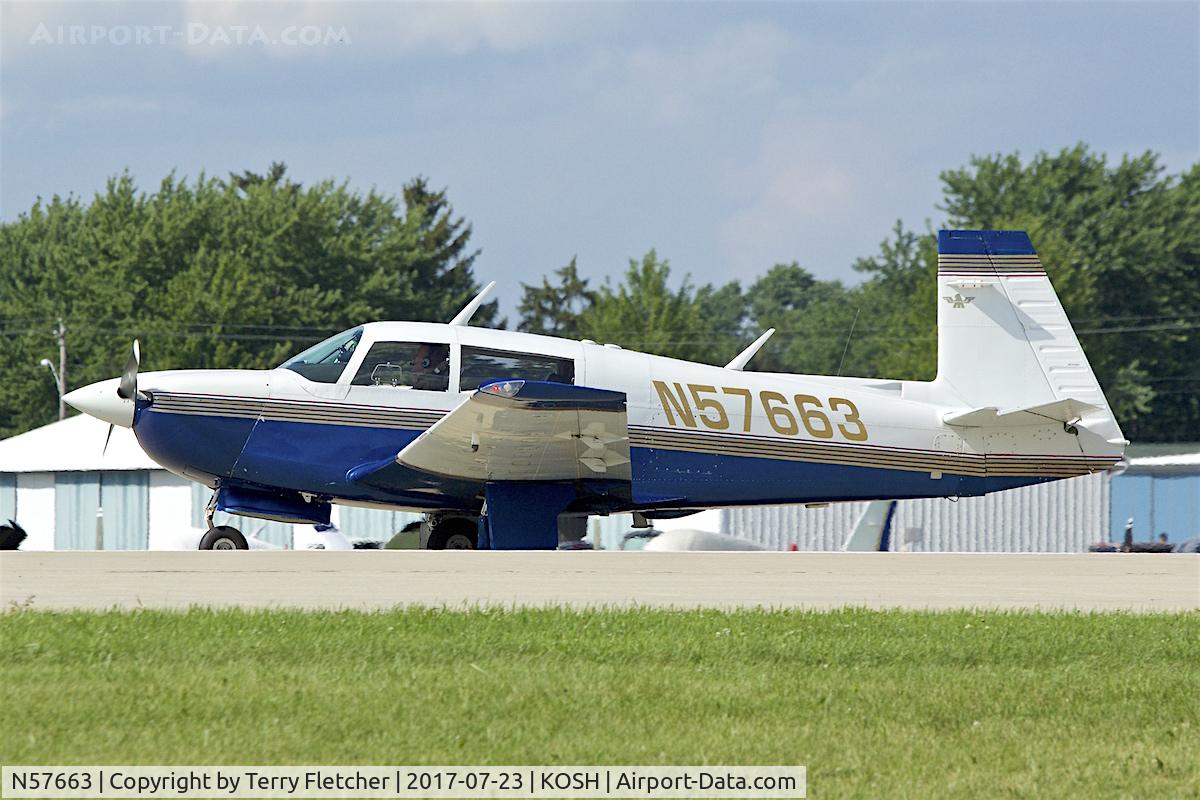 N57663, 1984 Mooney M20J 201 C/N 24-1489, At 2017 AirVenture at Oshkosh