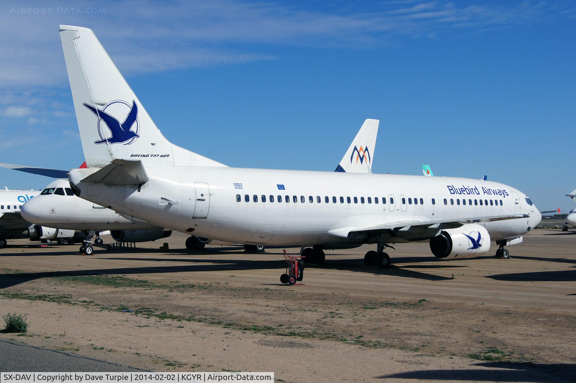 SX-DAV, 1990 Boeing 737-4Q8 C/N 24704, ID'd by the name Melina painted near the nose.