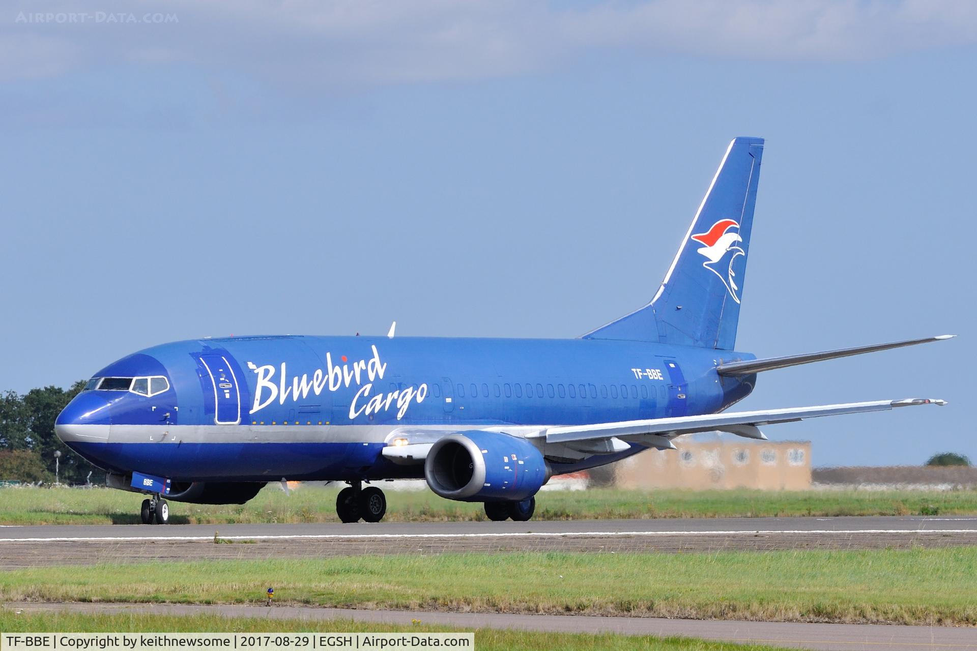 TF-BBE, 1991 Boeing 737-36EF C/N 25256, Arriving at Norwich for paintwork.