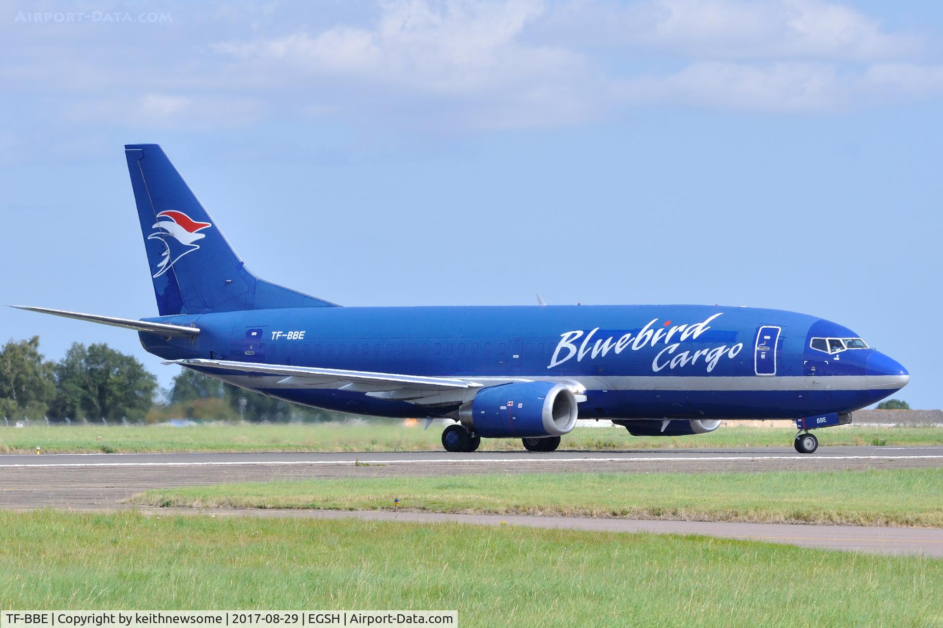 TF-BBE, 1991 Boeing 737-36EF C/N 25256, Arriving at Norwich for paintwork.