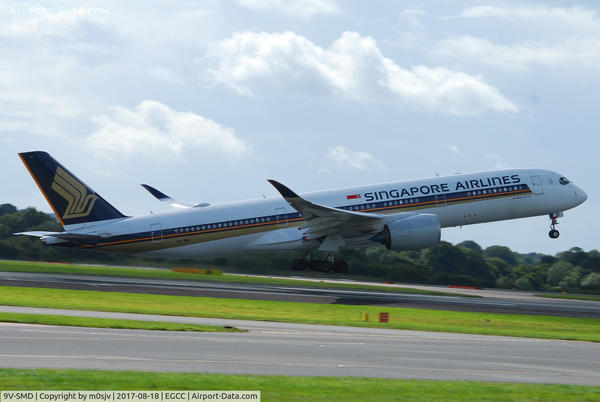 9V-SMD, 2016 Airbus A350-941 C/N 037, Singapore Airline A350 on take off from Manchester