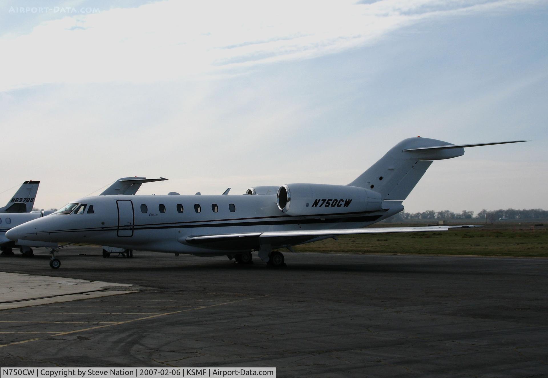 N750CW, 1996 Cessna 750 Citation X Citation X C/N 750-0008, Cessna Finance 1996 Cessna 750 @ Sacramento International Airport, CA Executive Jet Terminal (to N751WJ Aviation Enterprises, Wilmington, DE 2016-11-28)