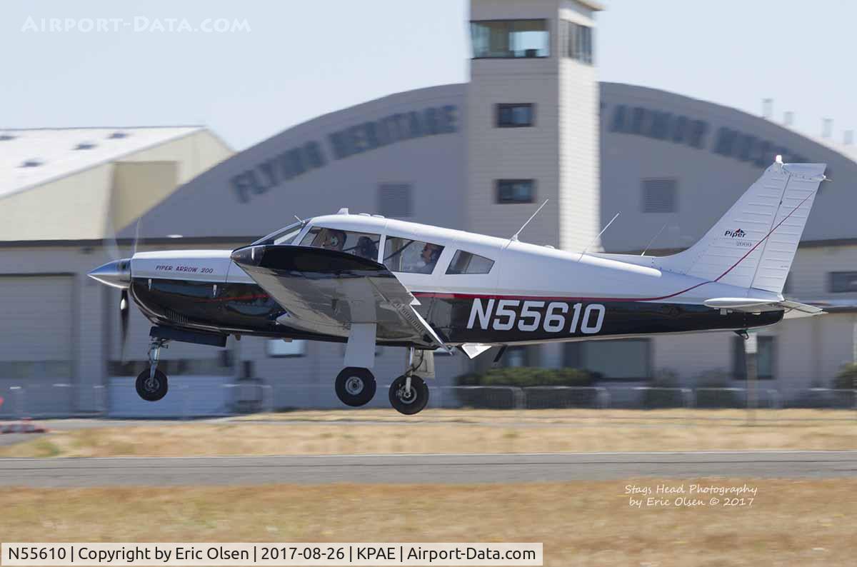 N55610, 1973 Piper PA-28R-200 Cherokee Arrow C/N 28R-7335258, Piper PA-28 landing at KPAE.