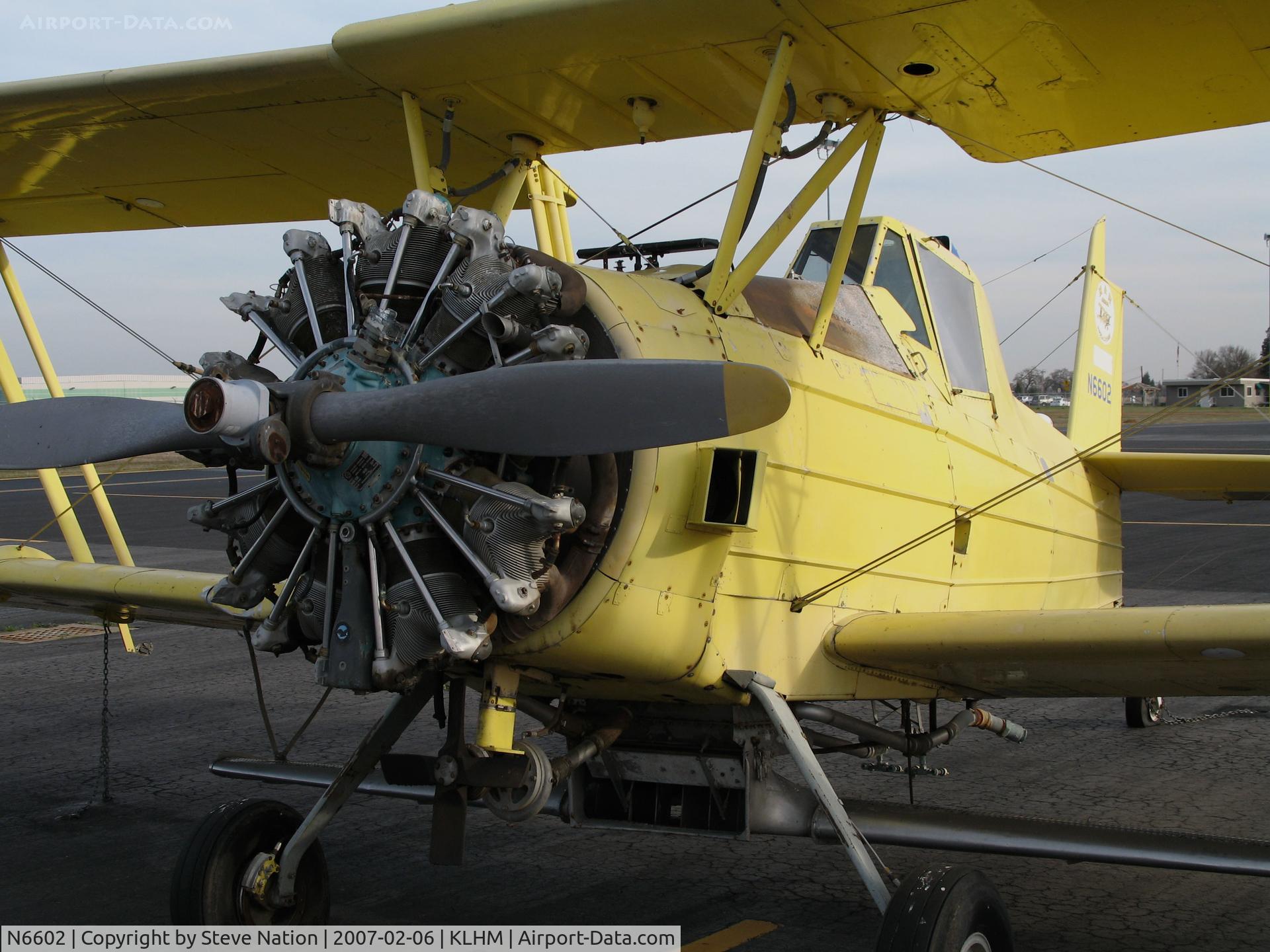 N6602, 1970 Grumman G-164A C/N 740, Derelict ex K + K Dusters 1970 Grumman G-164A Ag Cat CLOSE-UP nose @ Lincoln Regional Airport (Karl Harder Field), CA