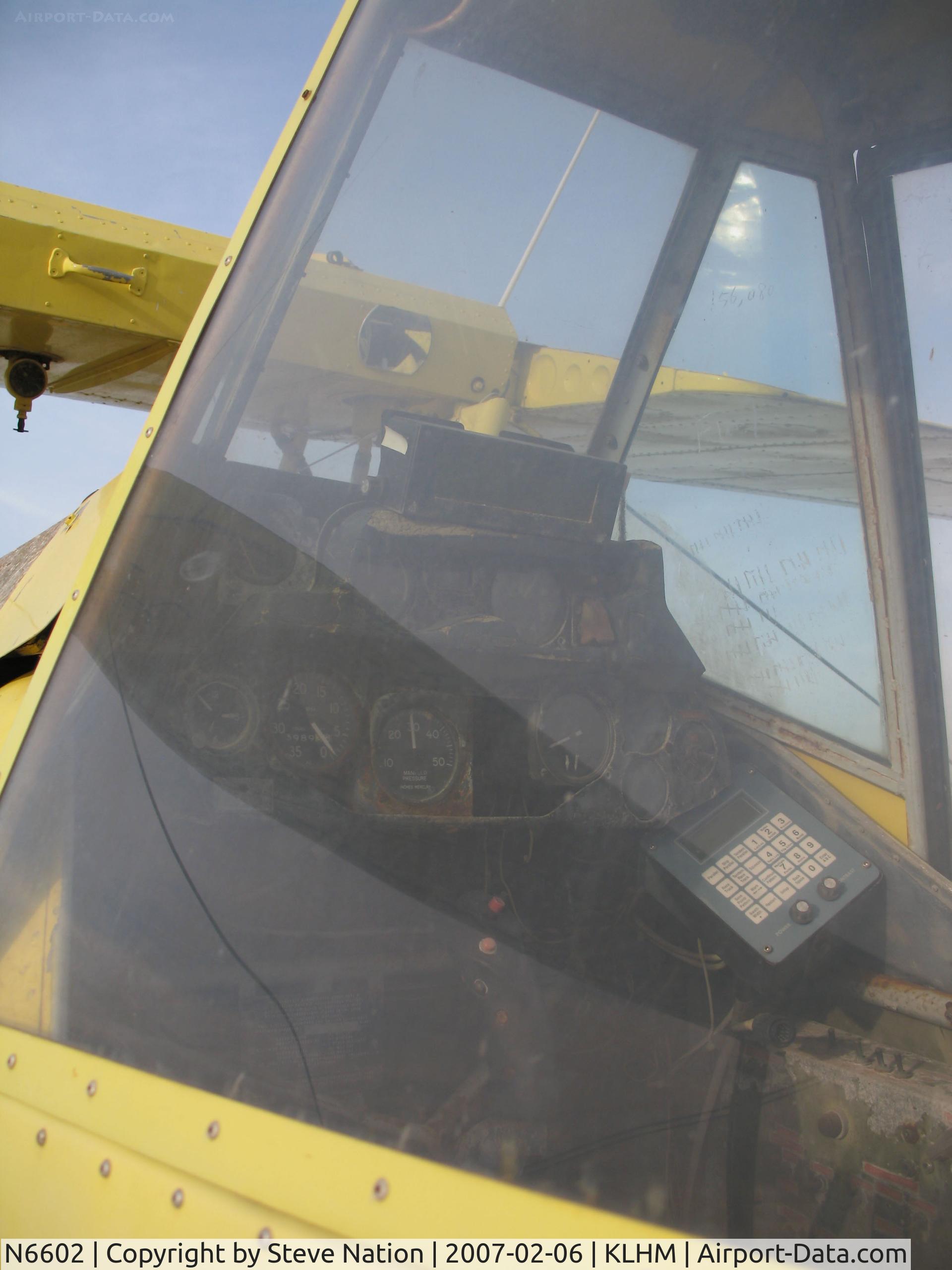 N6602, 1970 Grumman G-164A C/N 740, Derelict ex K + K Dusters 1970 Grumman G-164A Ag Cat CLOSE-UP cockpit @ Lincoln Regional Airport (Karl Harder Field), CA