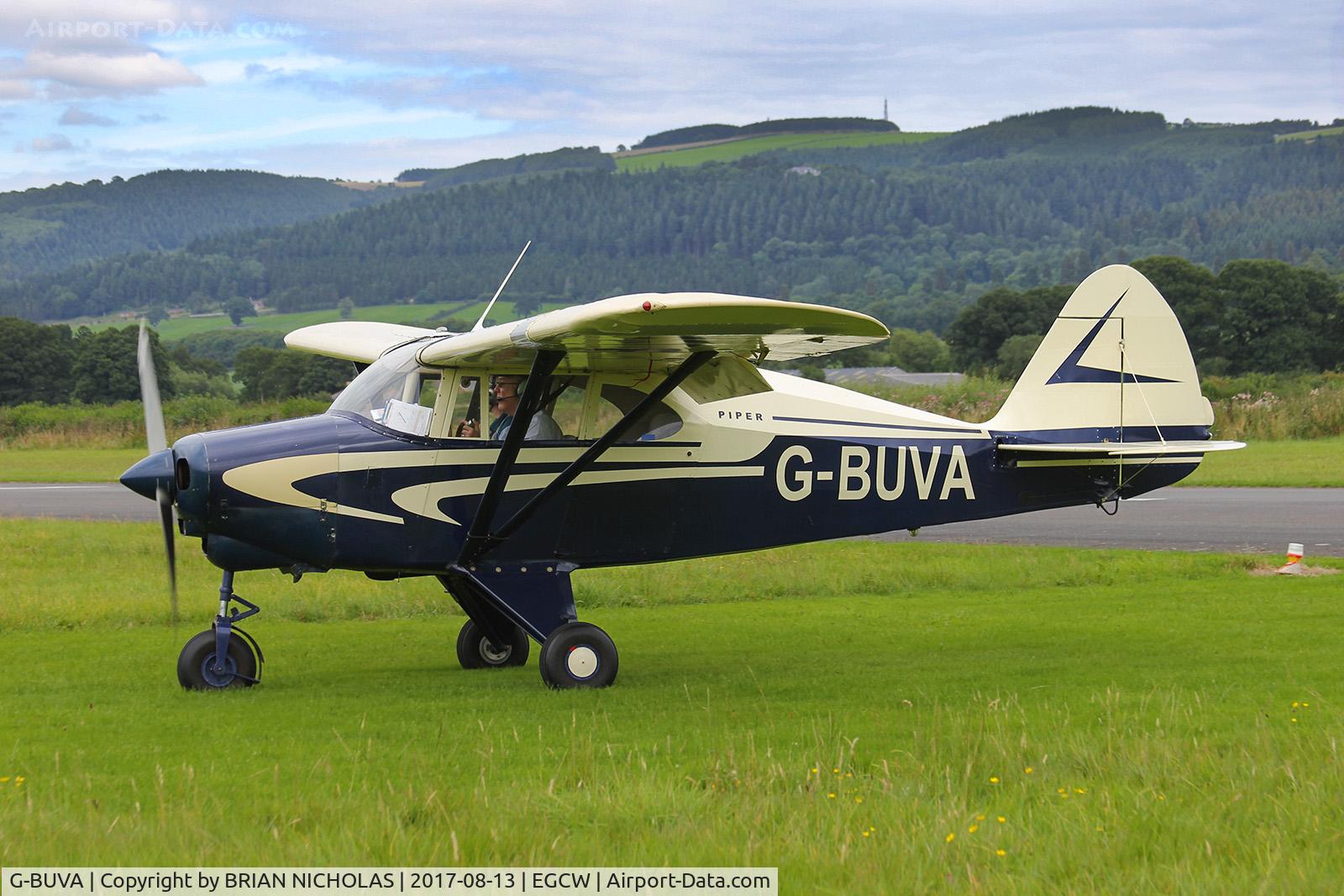 G-BUVA, 1959 Piper PA-22-135 Tri-Pacer C/N 22-1301, Beautiful 1953 Tri-Pacer, a frequent visitor to Welshpool.