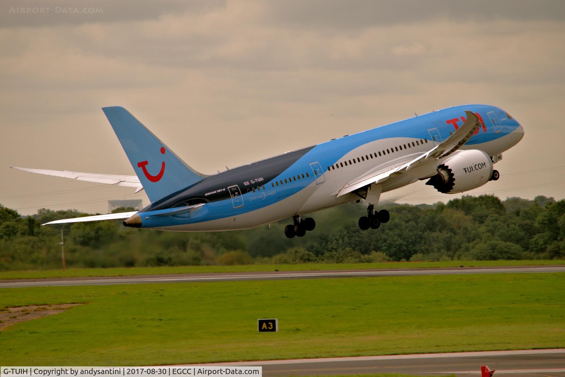 G-TUIH, 2015 Boeing 787-8 Dreamliner C/N 37229, just taken off from egcc uk