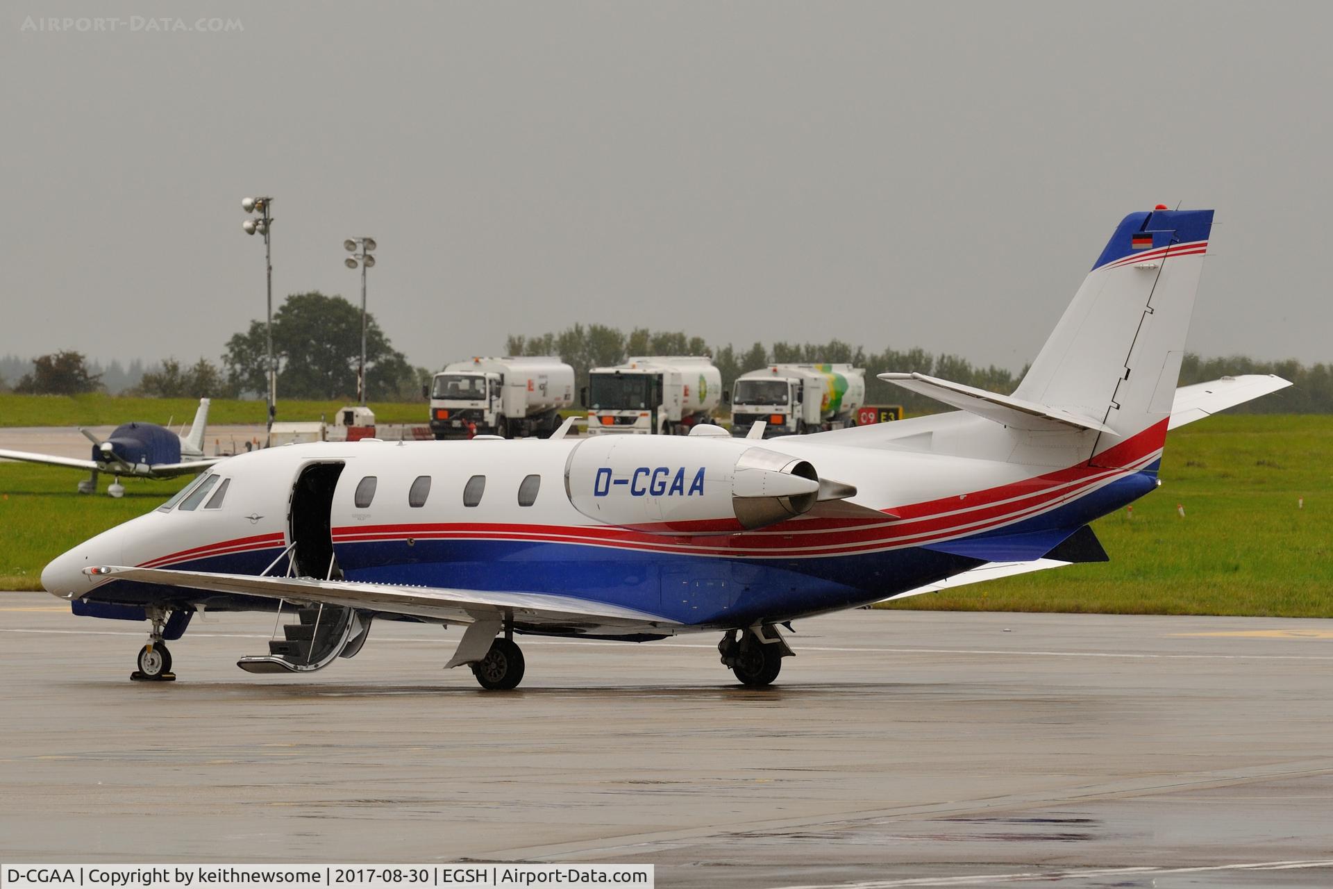 D-CGAA, 2014 Cessna 560 Citation Excel XLS+ C/N 560-6173, Parked at wet Norwich.