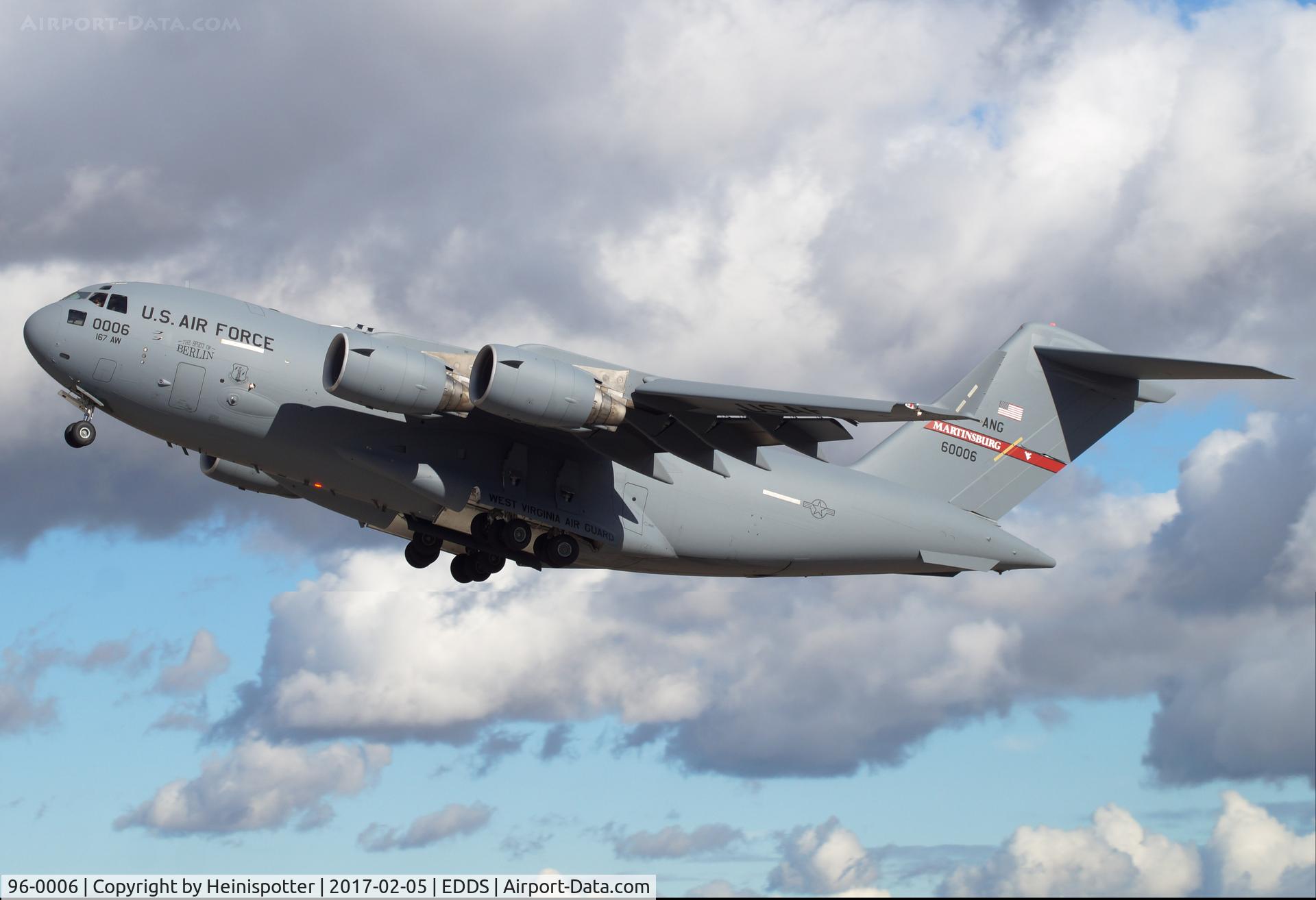 96-0006, 1996 McDonnell Douglas C-17A Globemaster III C/N P-38, 96-0006 at Stuttgart Airport.