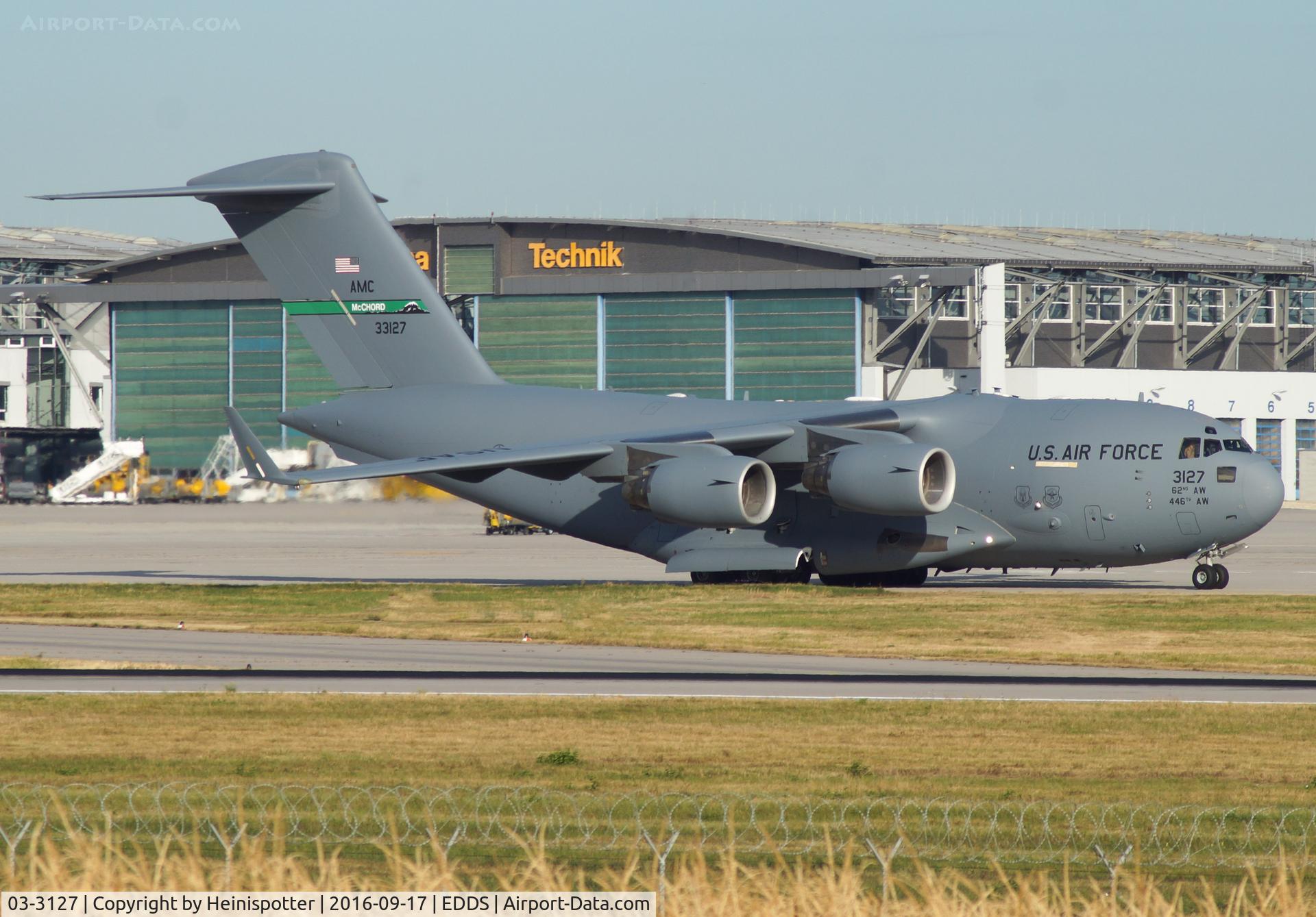 03-3127, 2003 Boeing C-17A Globemaster III C/N P-127, 03-3127 at Stuttgart Airport.