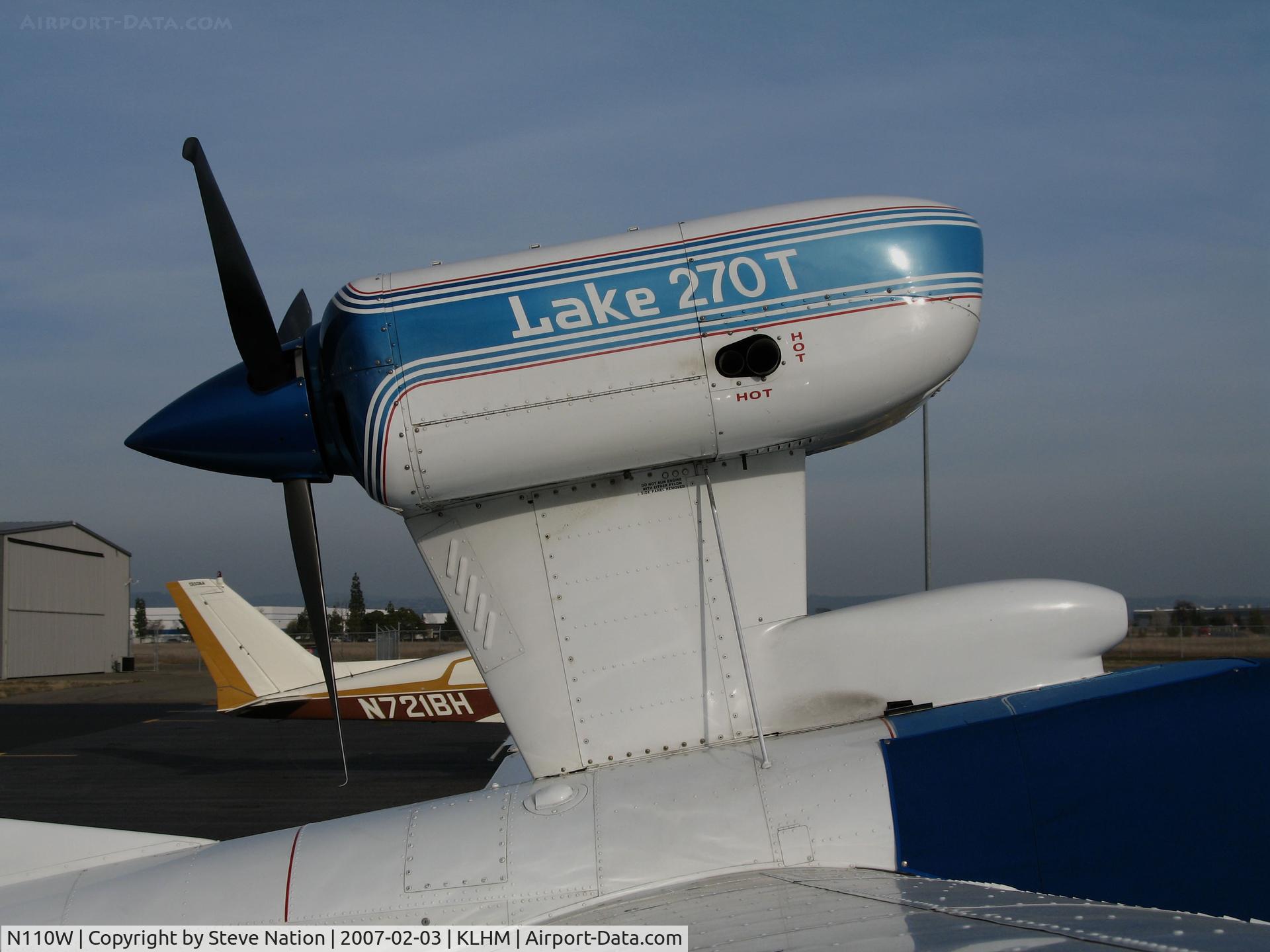 N110W, Aerofab Inc Lake 250 C/N 131, Close-Up of Engine mount on Seabird Inc., Hamilton, MT-based Aerofab Lake 250 @ Lincoln Regional Airport (Karl Harder Field), CA