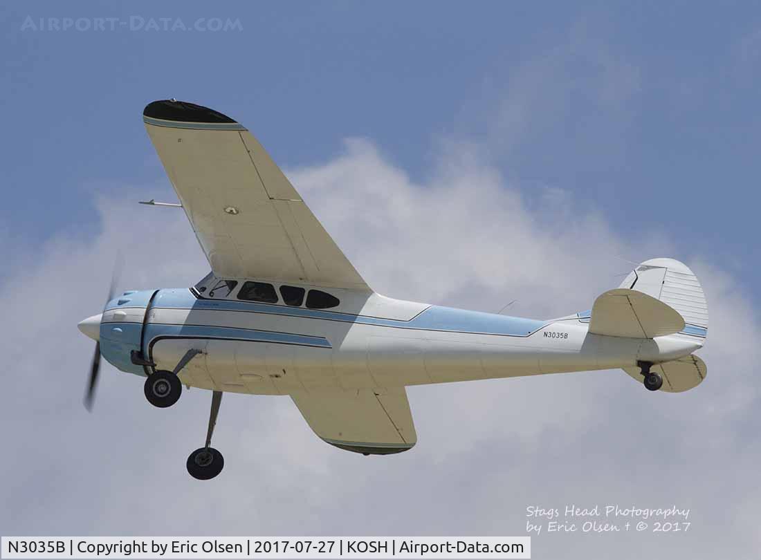 N3035B, 1952 Cessna 195B Businessliner C/N 7918, Cessna 195B over Oshkosh