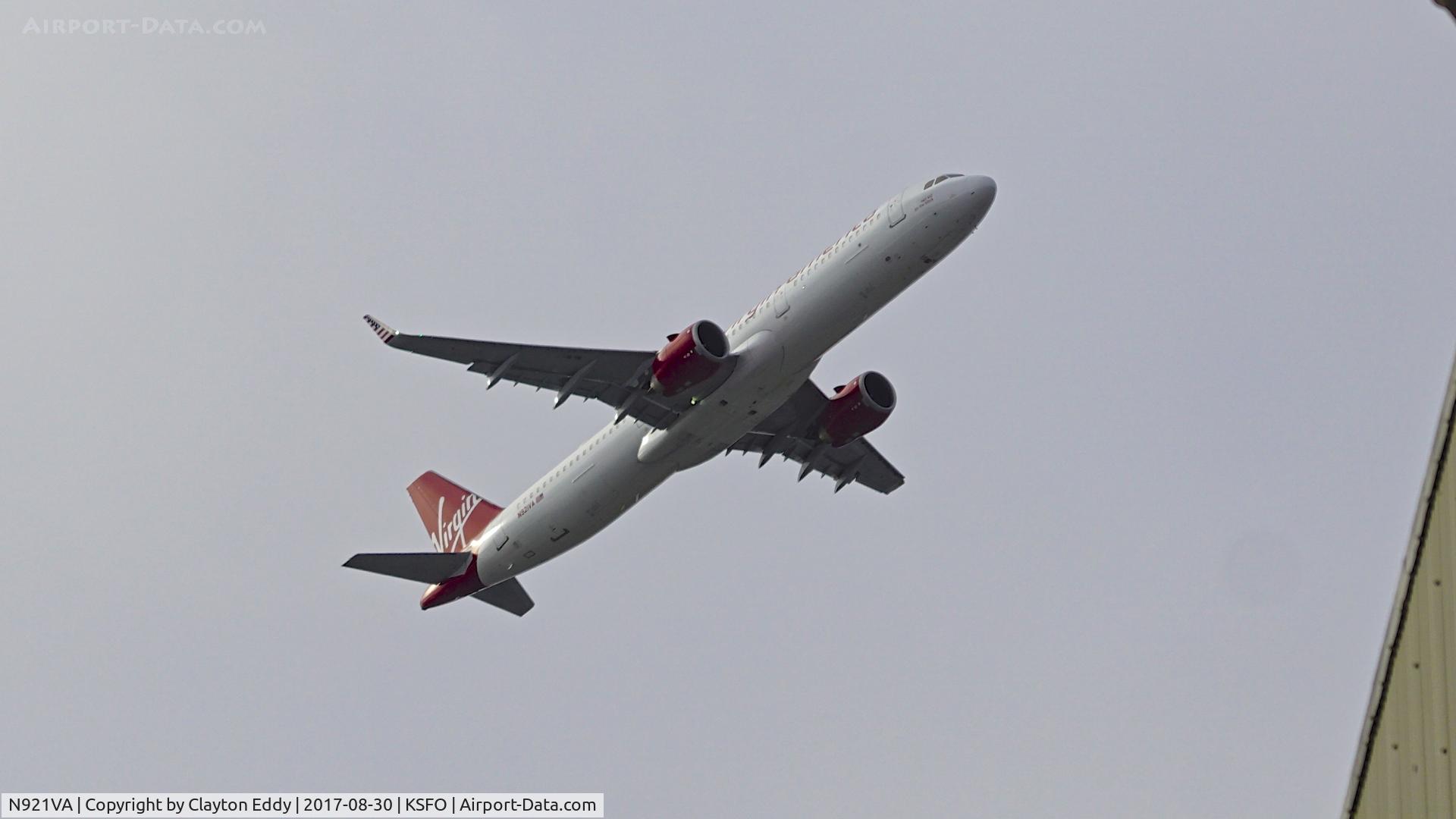 N921VA, 2017 Airbus A321-253N C/N 7589, Departing SFO 2017.
