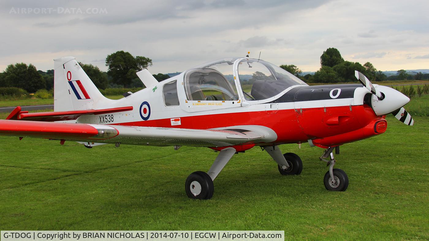 G-TDOG, 1973 Scottish Aviation Bulldog T.1 C/N BH.120/230, Evening fly in.