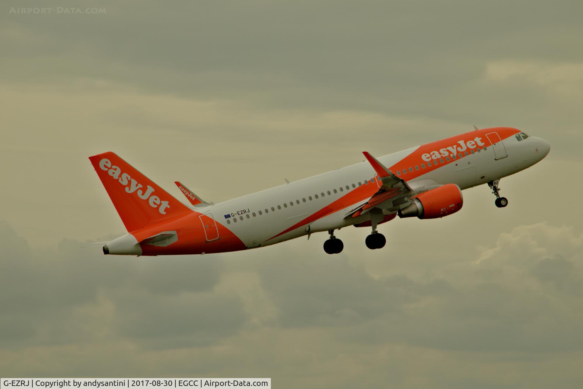 G-EZRJ, 2017 Airbus A320-214 C/N 7762, just taken off from egcc uk